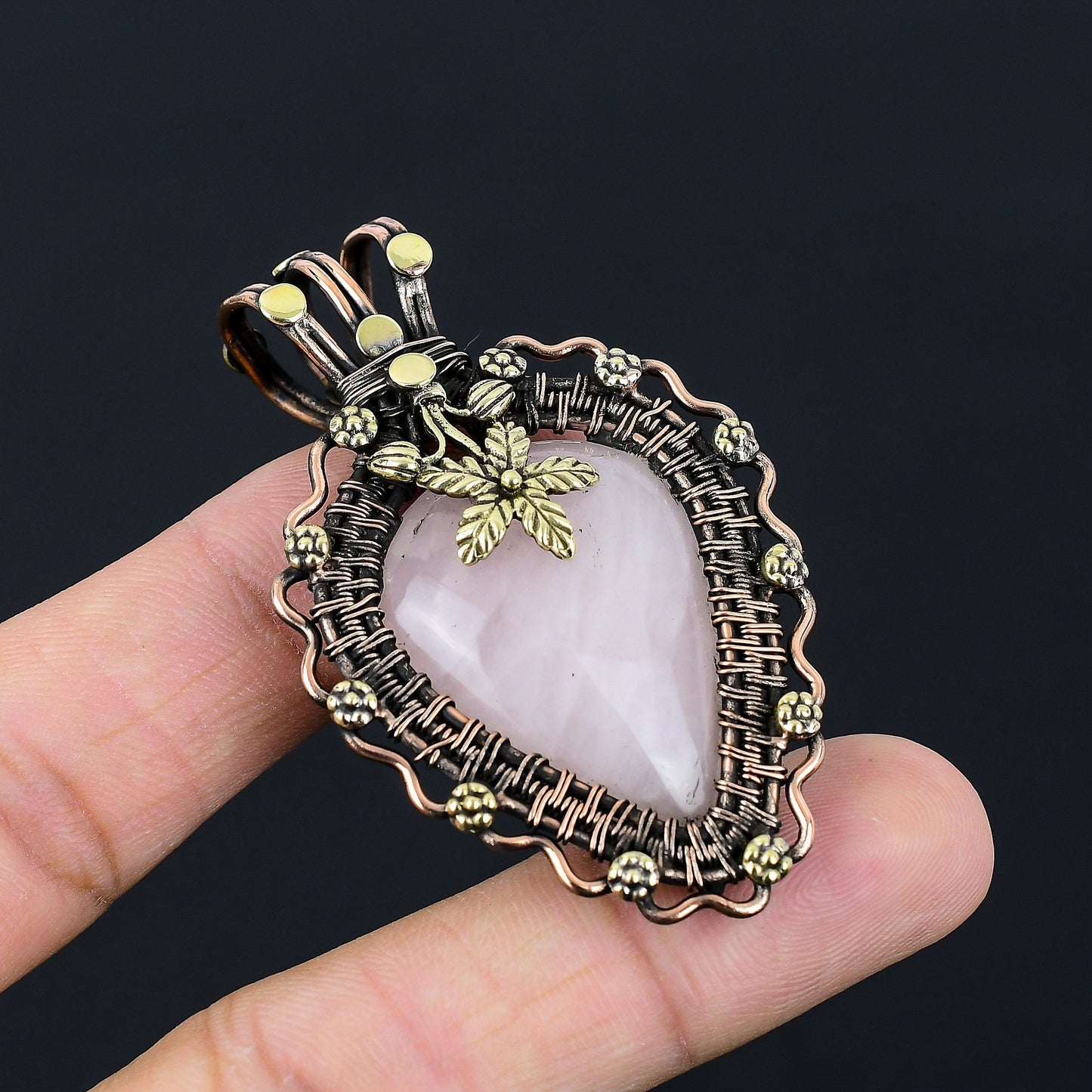 Pink Rose Quartz Gemstone Pendant