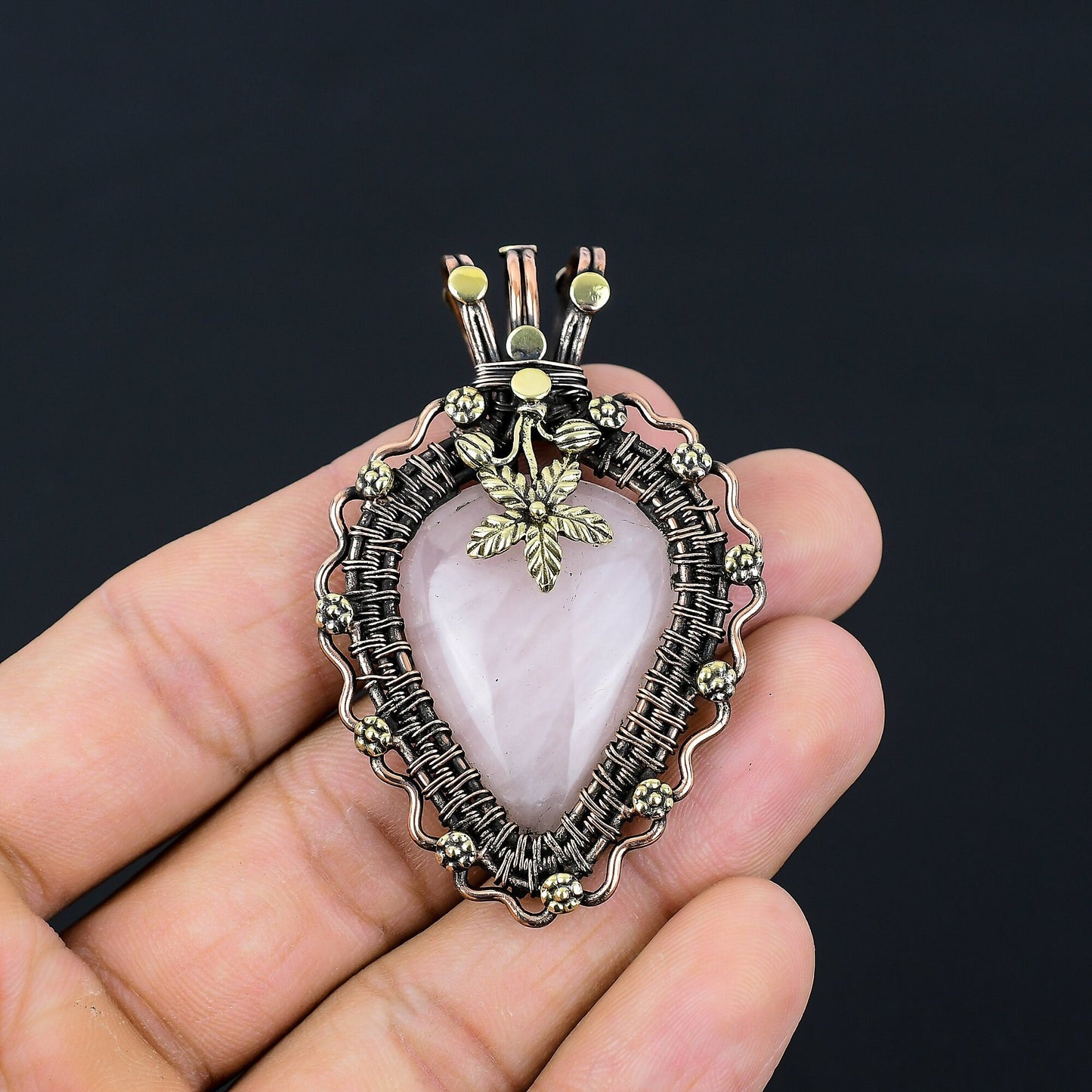 Pink Rose Quartz Gemstone Pendant