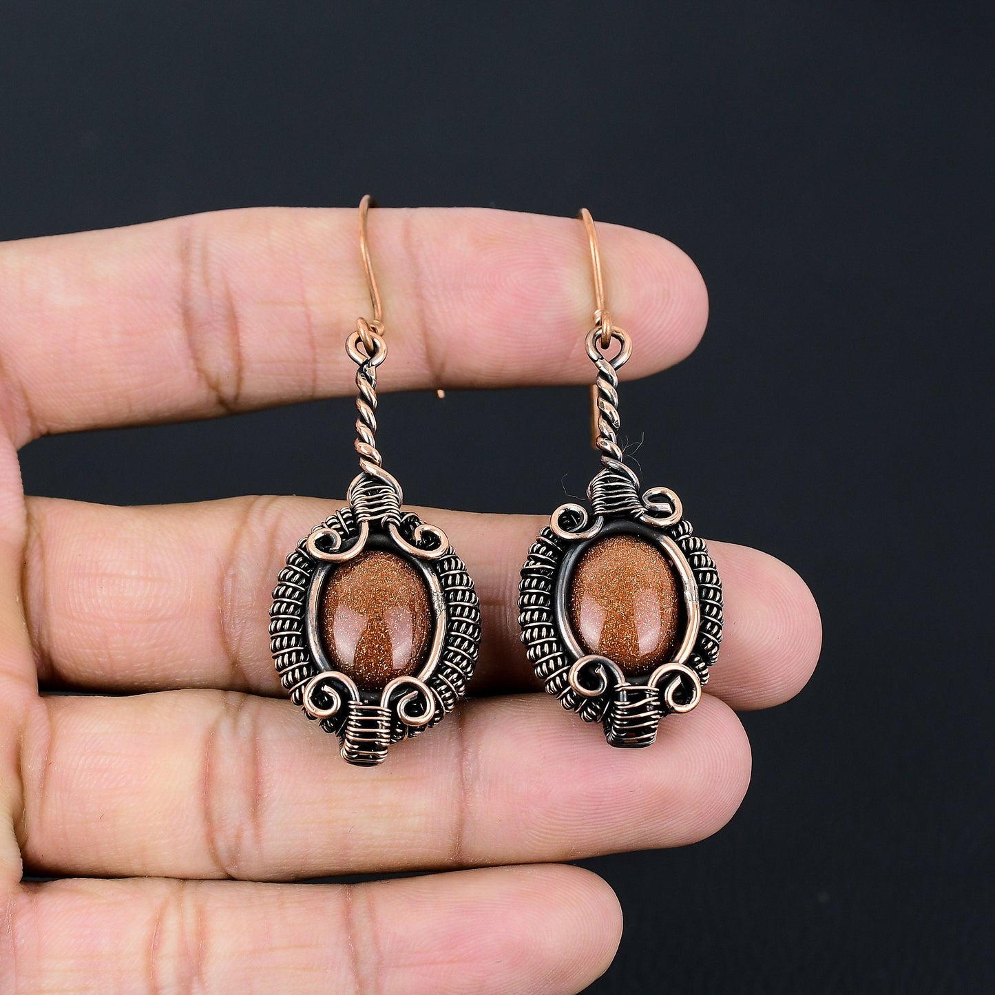 Orange Sunstone Gemstone Earrings