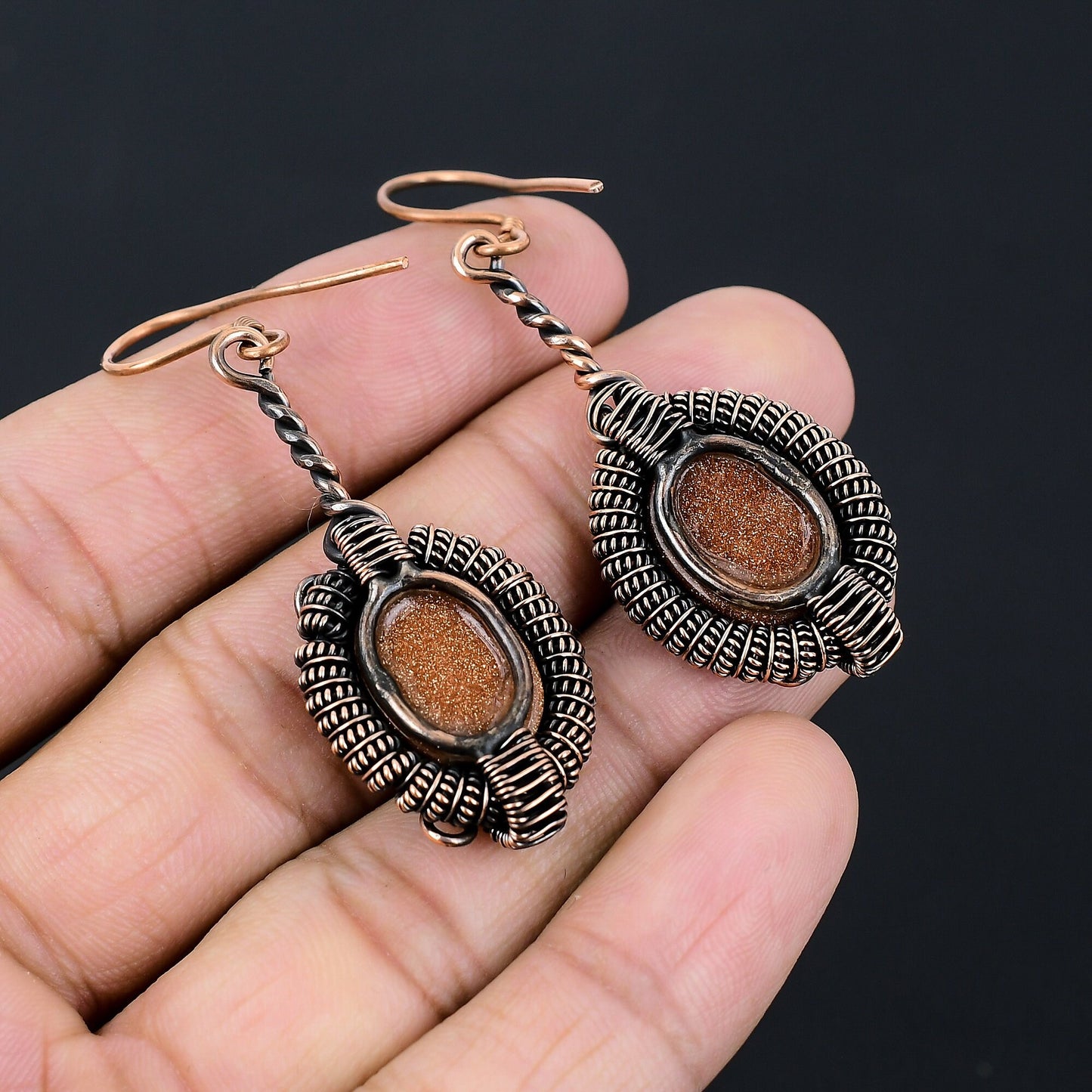 Orange Sunstone Gemstone Earrings