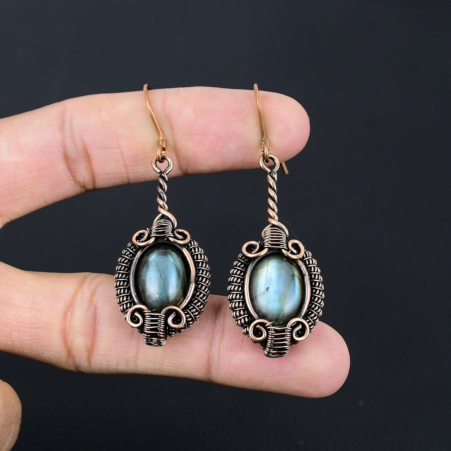 Blue Labradorite Gemstone Earrings