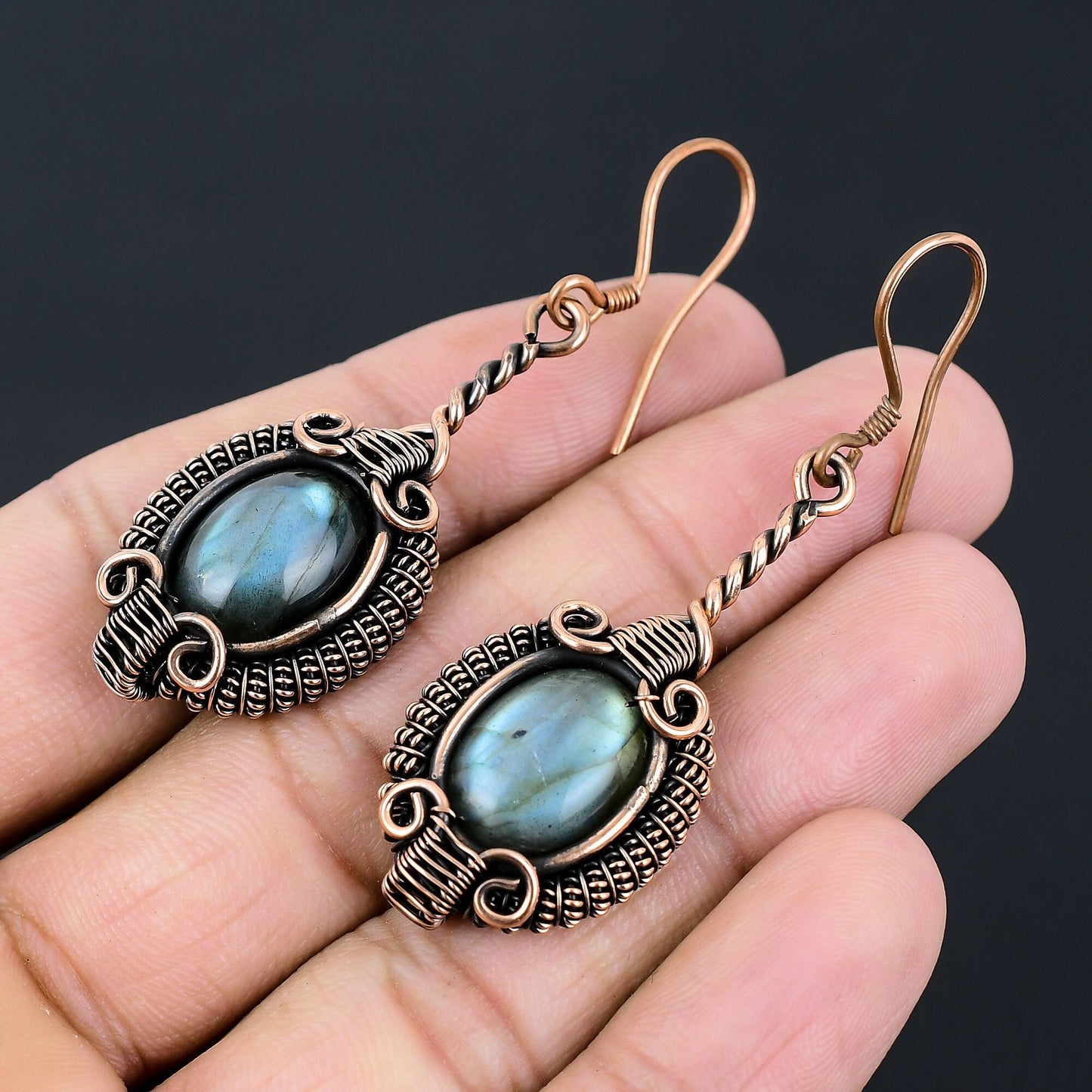 Blue Labradorite Gemstone Earrings