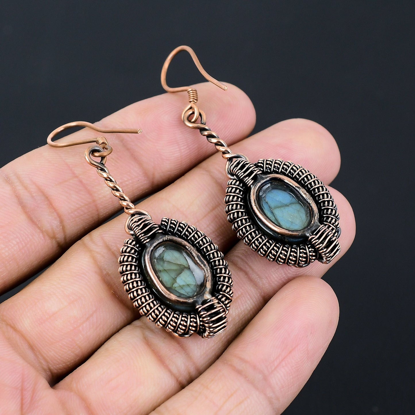 Blue Labradorite Gemstone Earrings