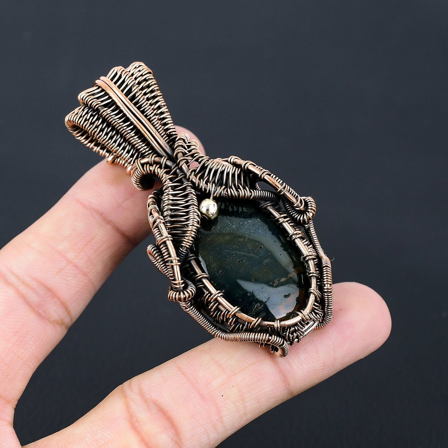 Green Bloodstone Gemstone Pendant