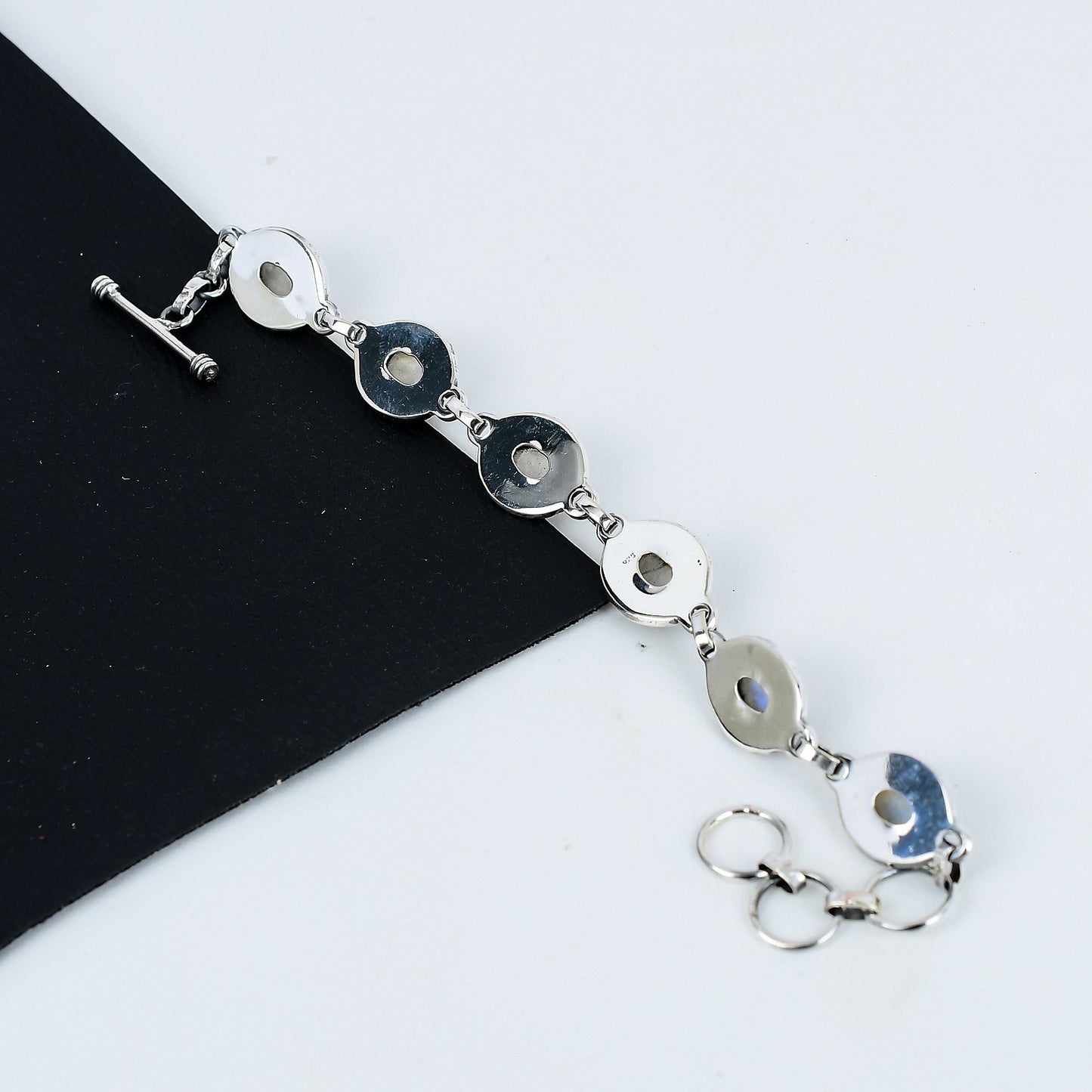 White Moonstone & Grey Labradorite Gemstone Bracelet