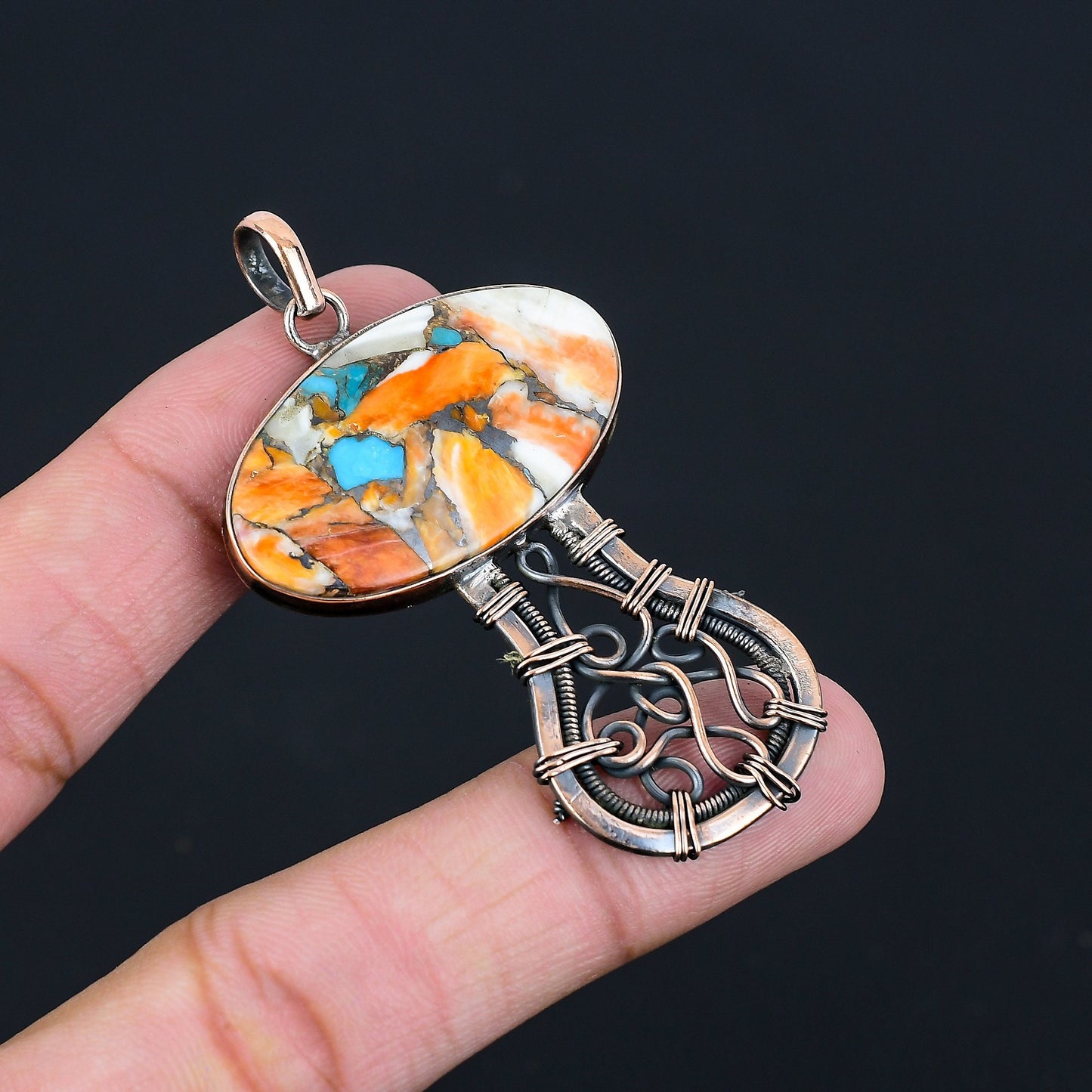 Orange Turquoise Gemstone Pendant