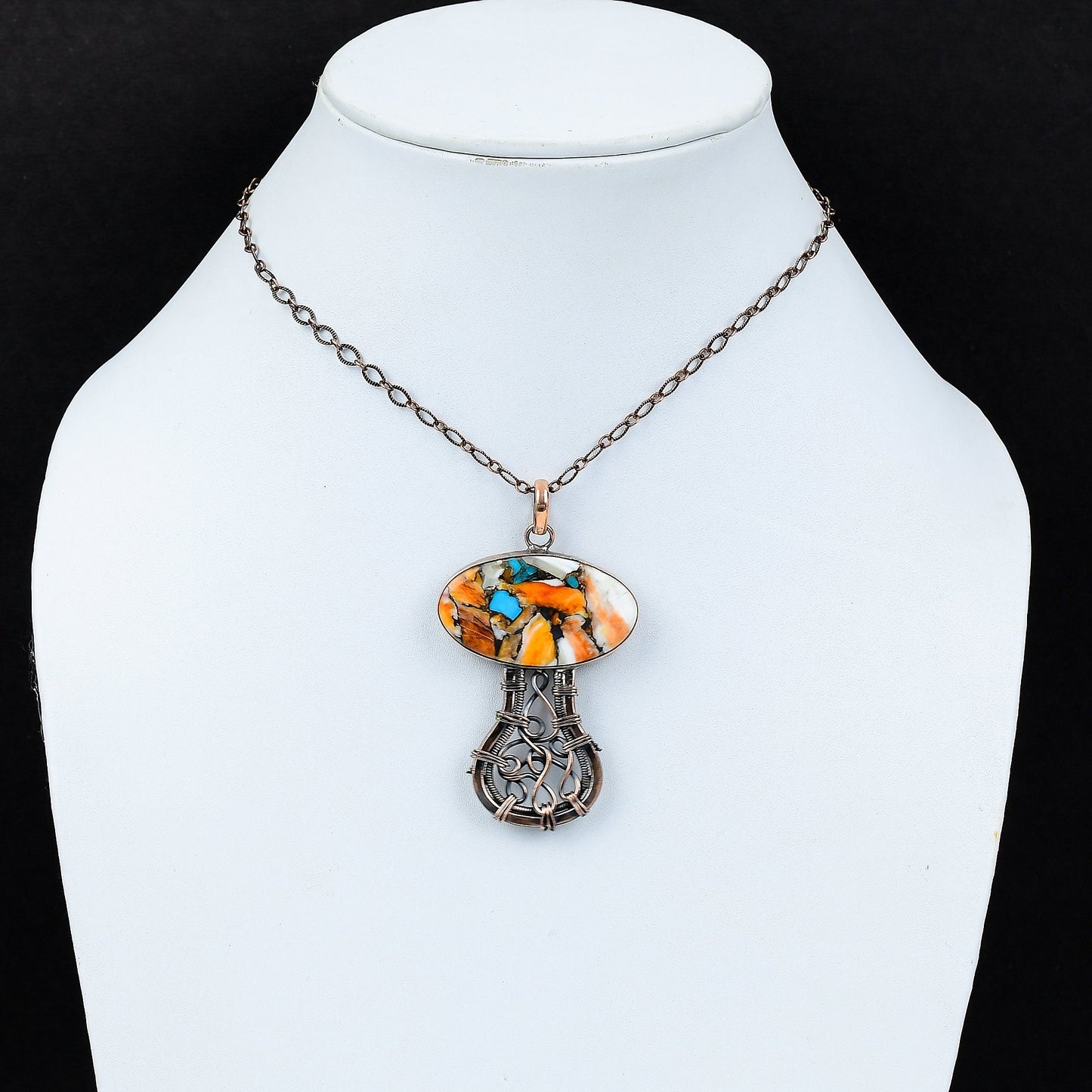 Orange Turquoise Gemstone Pendant