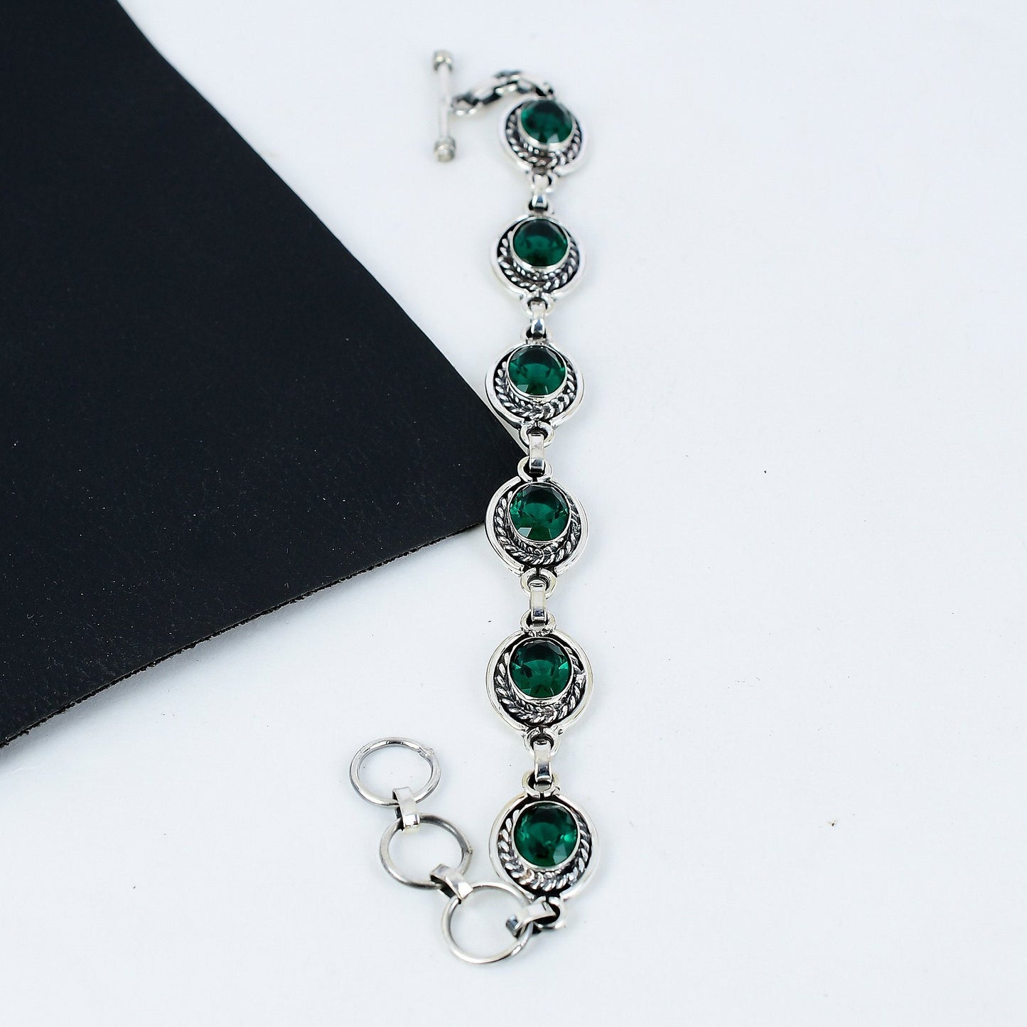 Green Tourmaline Sterling Silver Bracelet