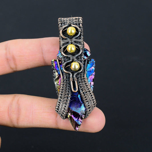 Peacock Aura Druzy Gemstone Pendant