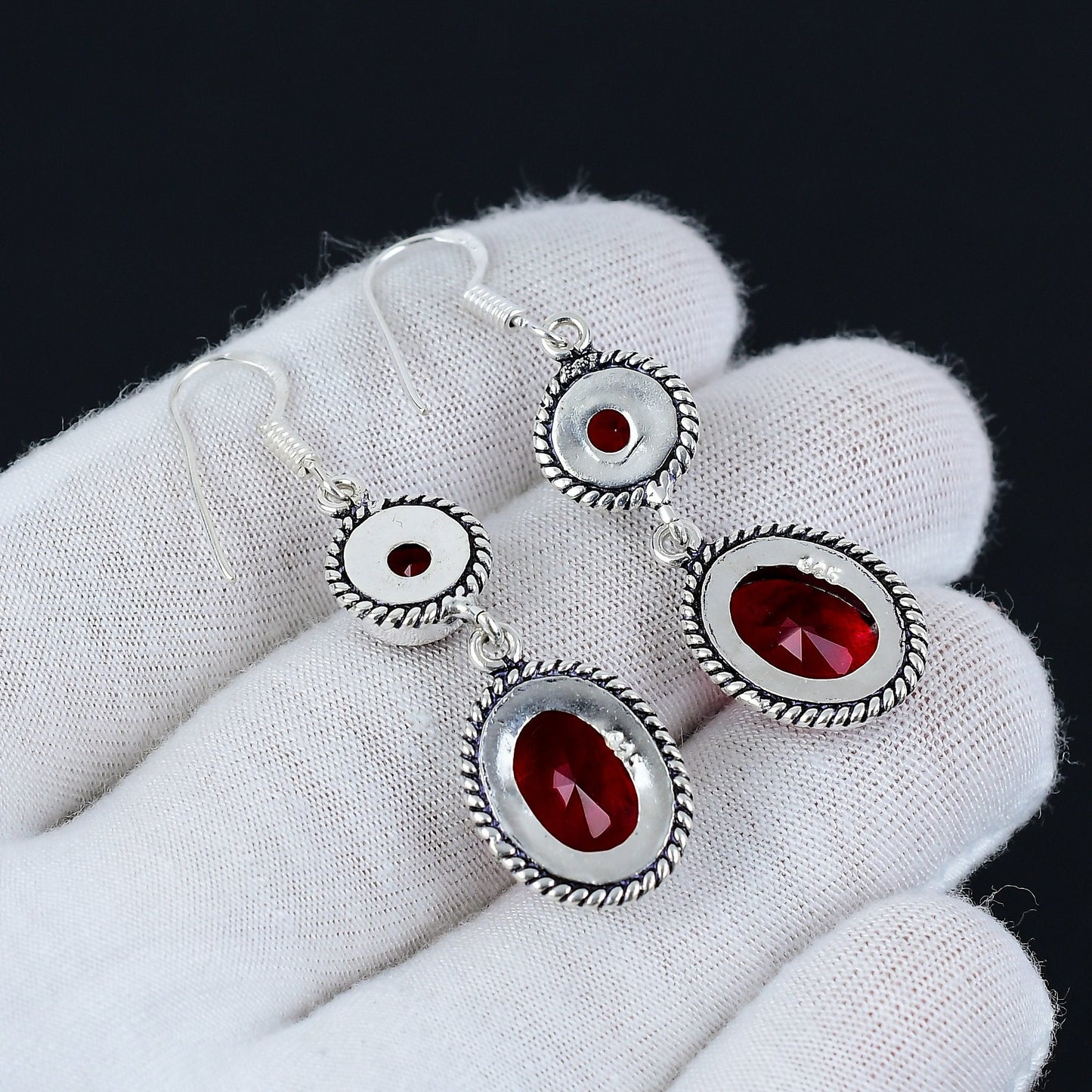 Red Garnet Gemstone Earrings