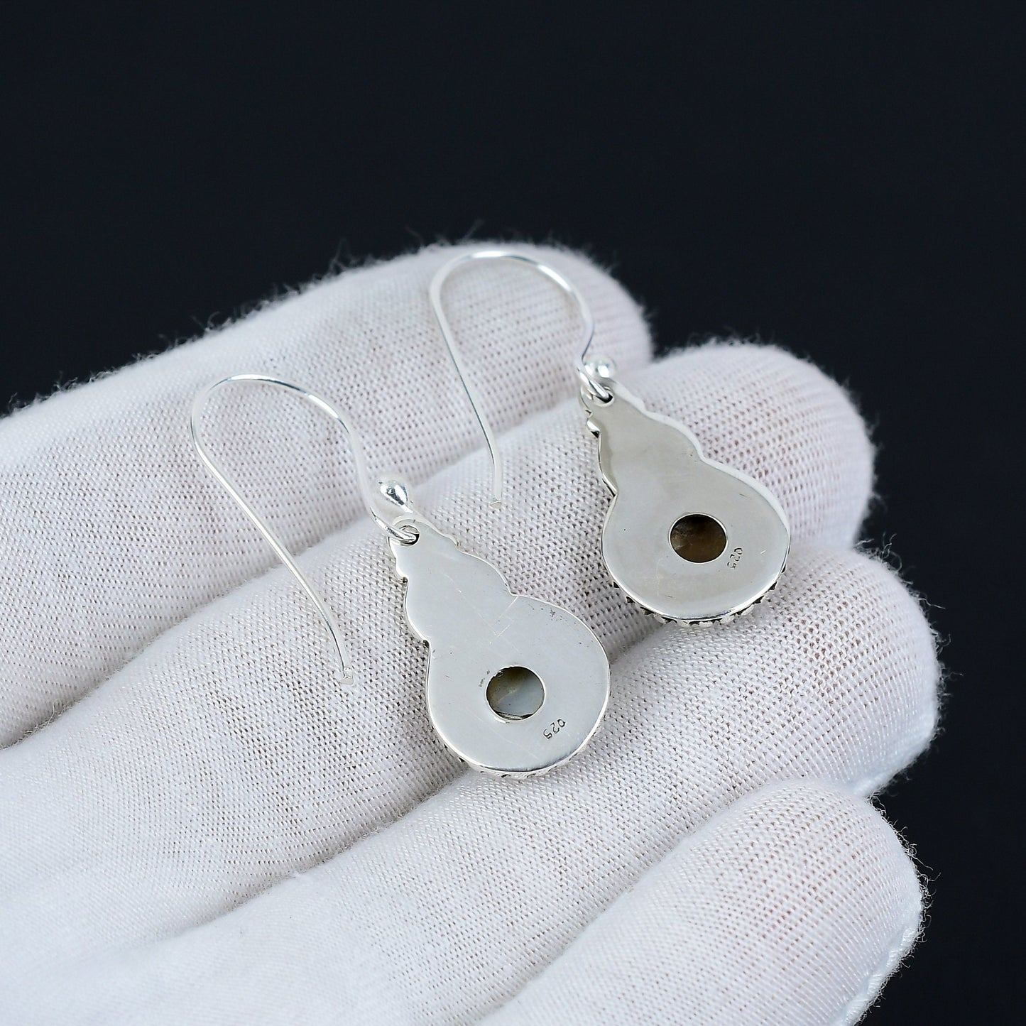White Mother of Pearl Gemstone Earrings