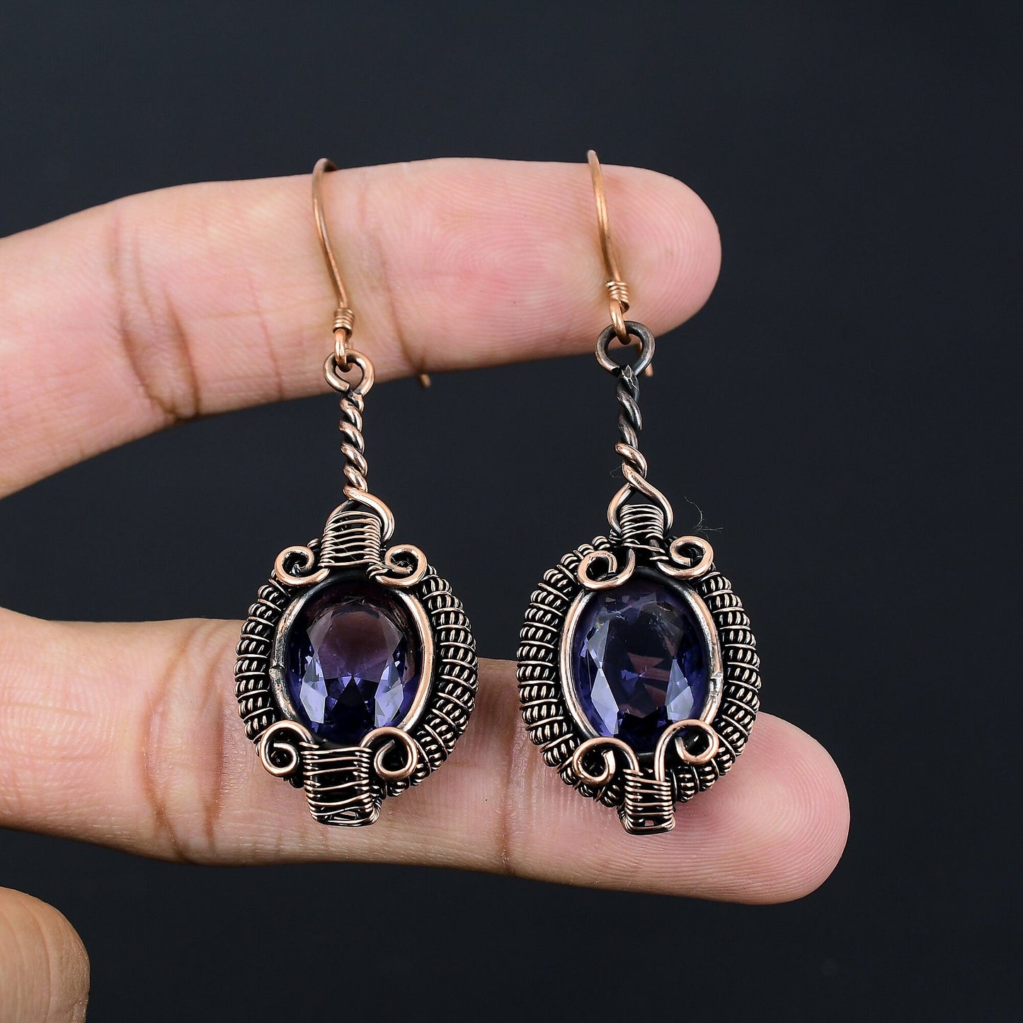 Blue Iolite Gemstone Earrings
