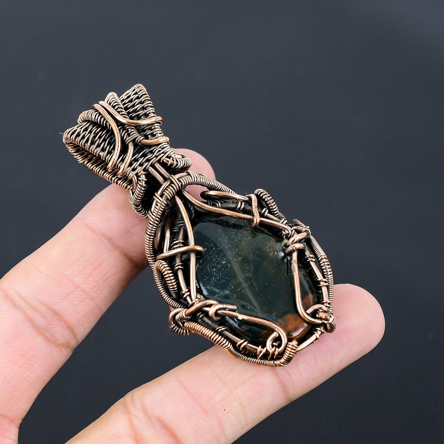 Green Bloodstone Gemstone Pendant