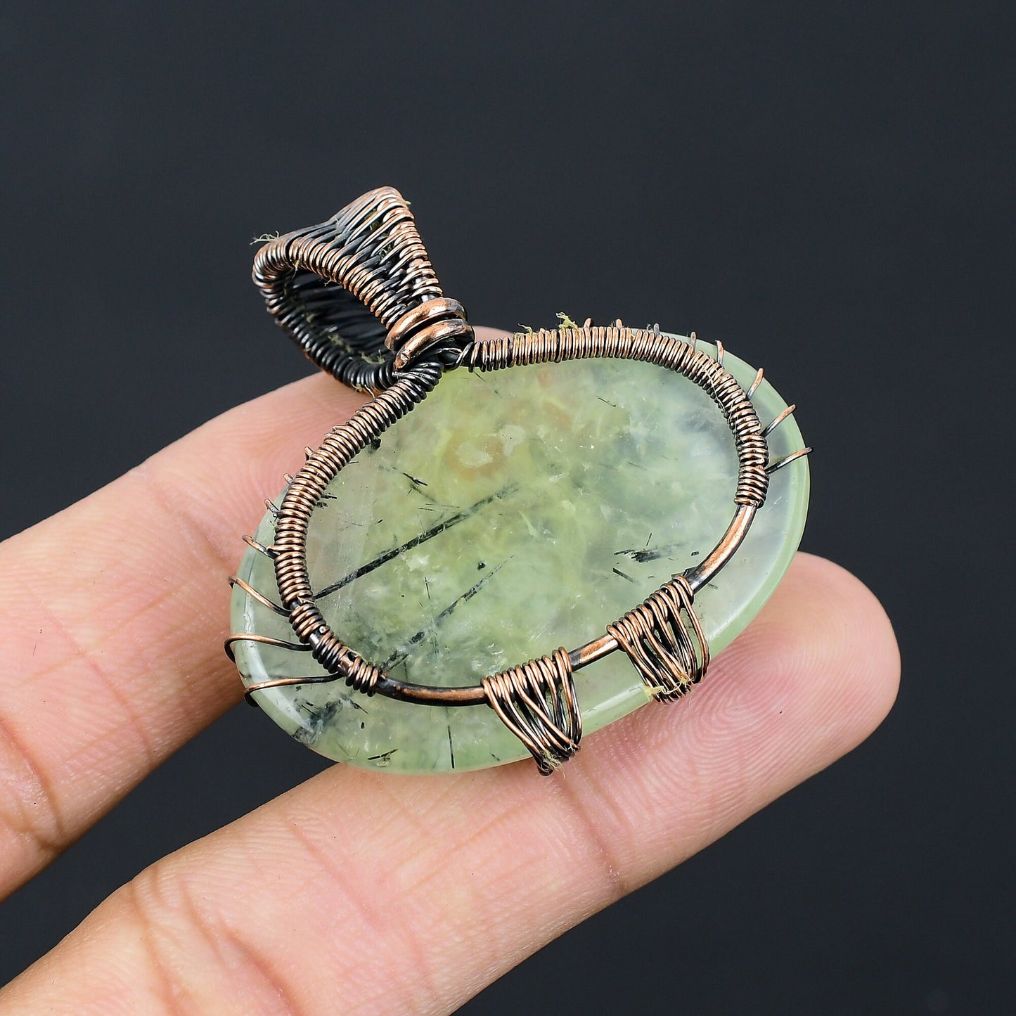 Green Prehnite Gemstone Tree of Life Pendant