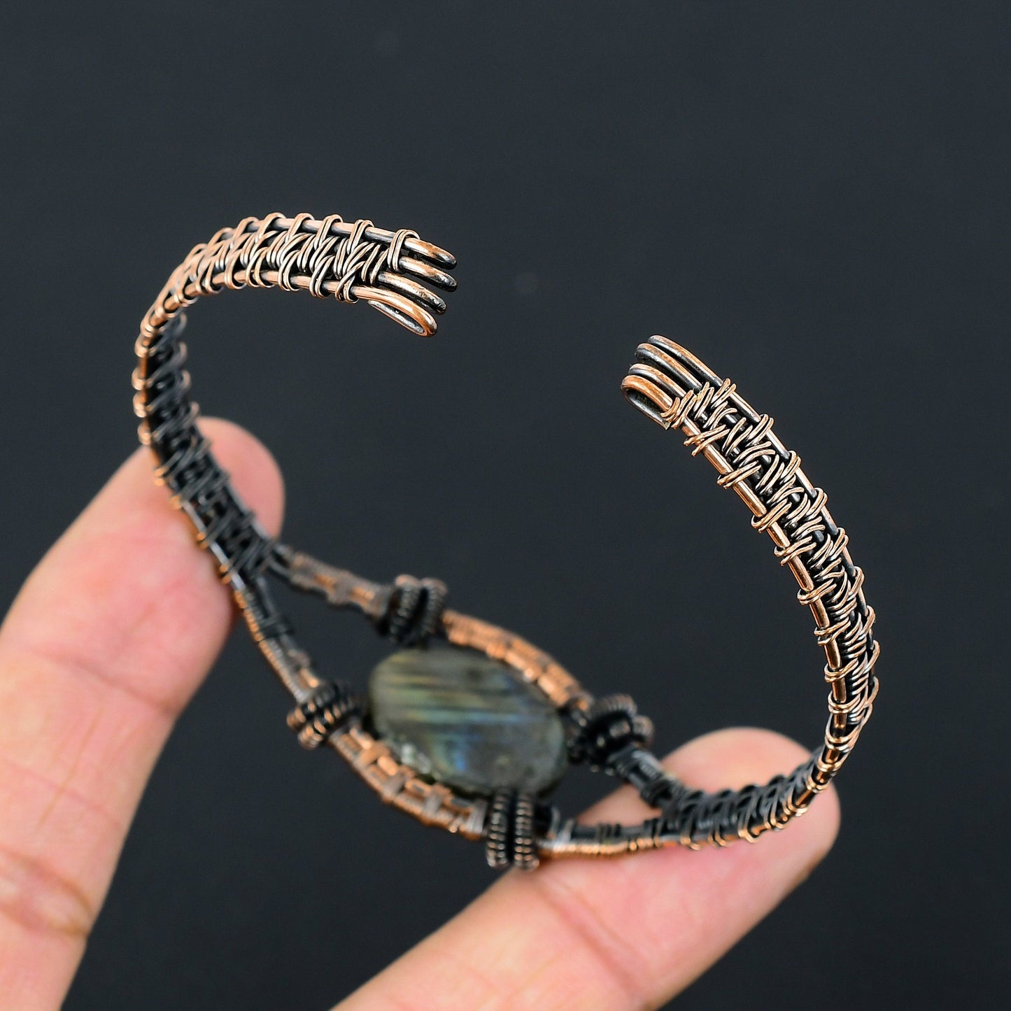 Blue Labradorite Gemstone Copper Cuff
