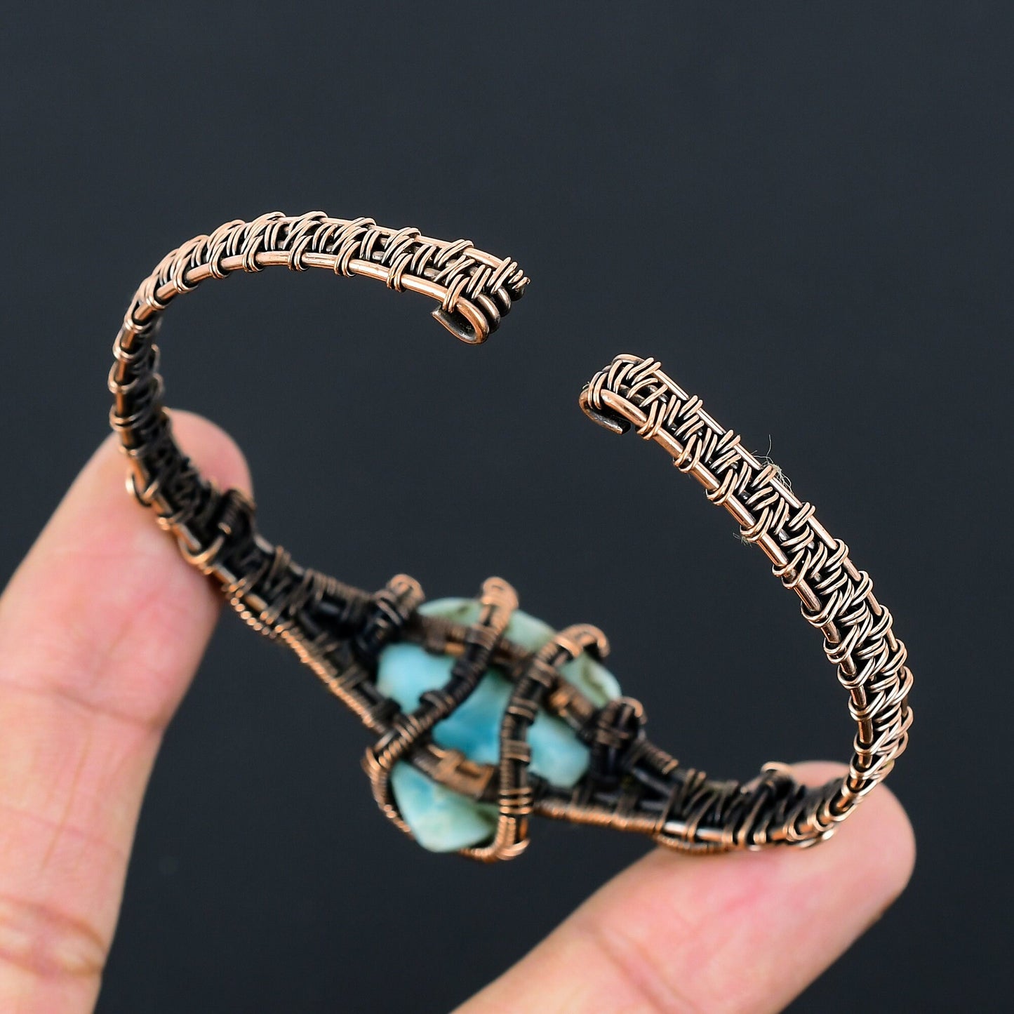 Blue Larimar Gemstone Cuff Bracelet