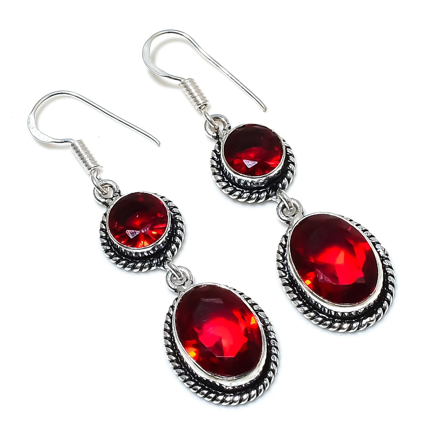 Red Garnet Gemstone Earrings