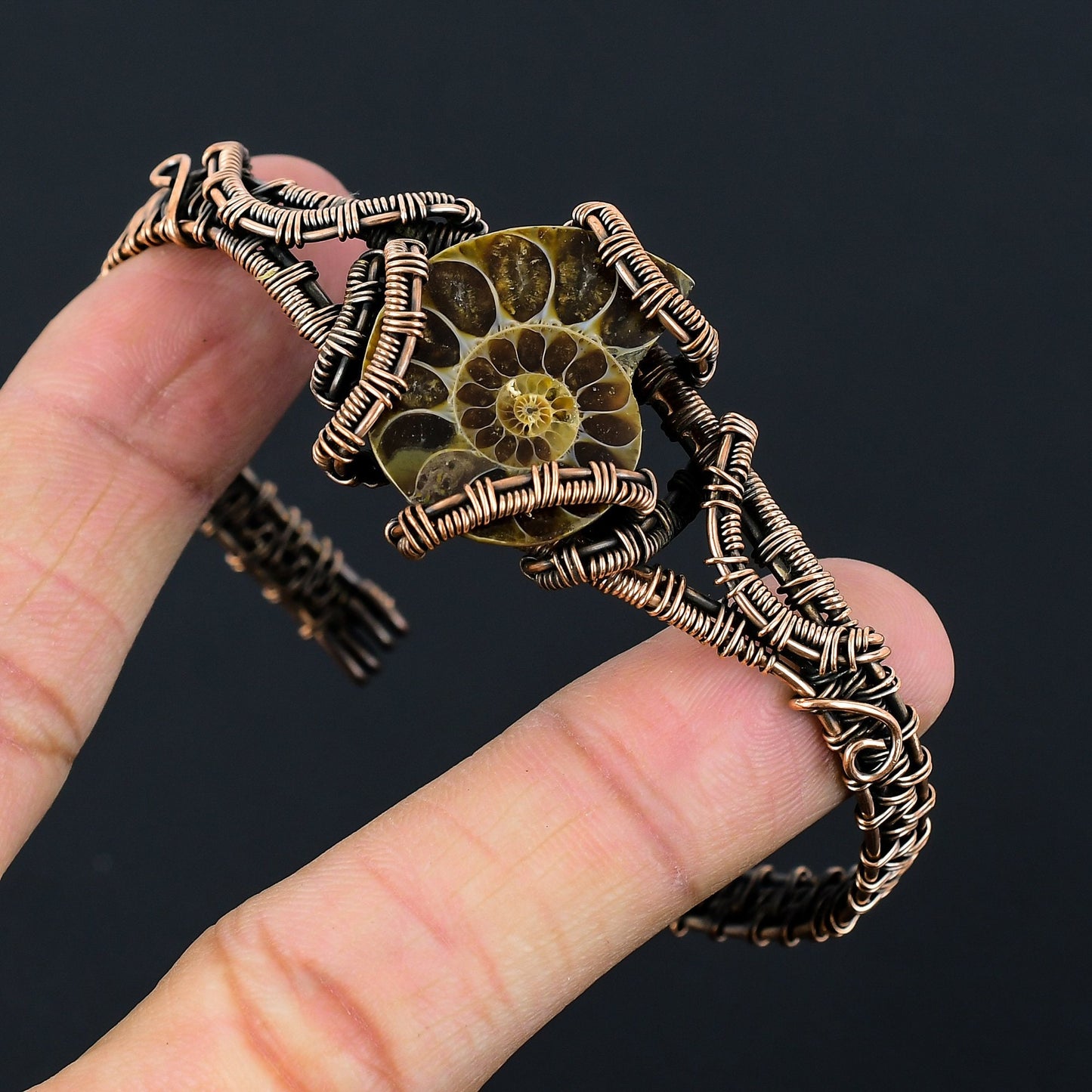 Copper Ammonite Gemstone Bracelet