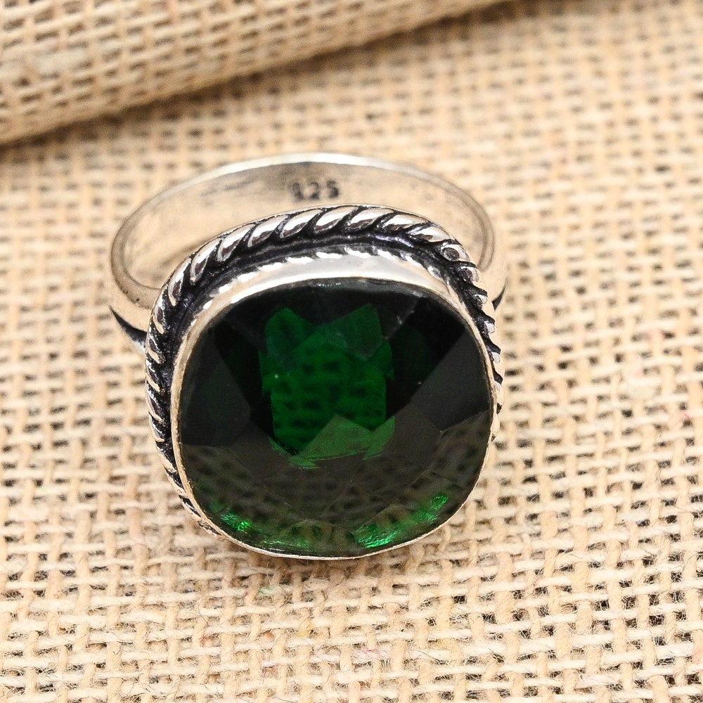 Green Chrome Diopside 925 Sterling Silver Ring
