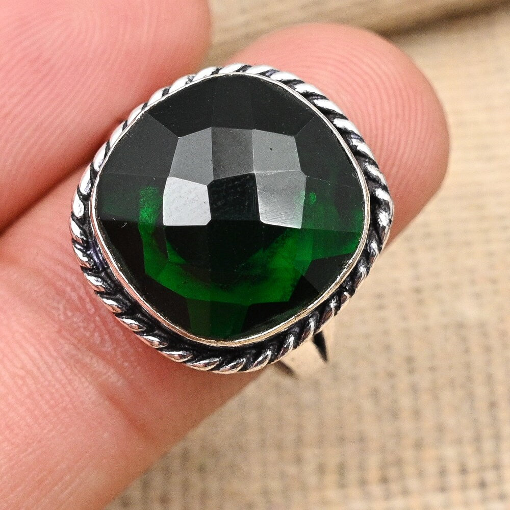 Green Chrome Diopside 925 Sterling Silver Ring