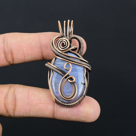 Blue Lace Agate Gemstone Pendant