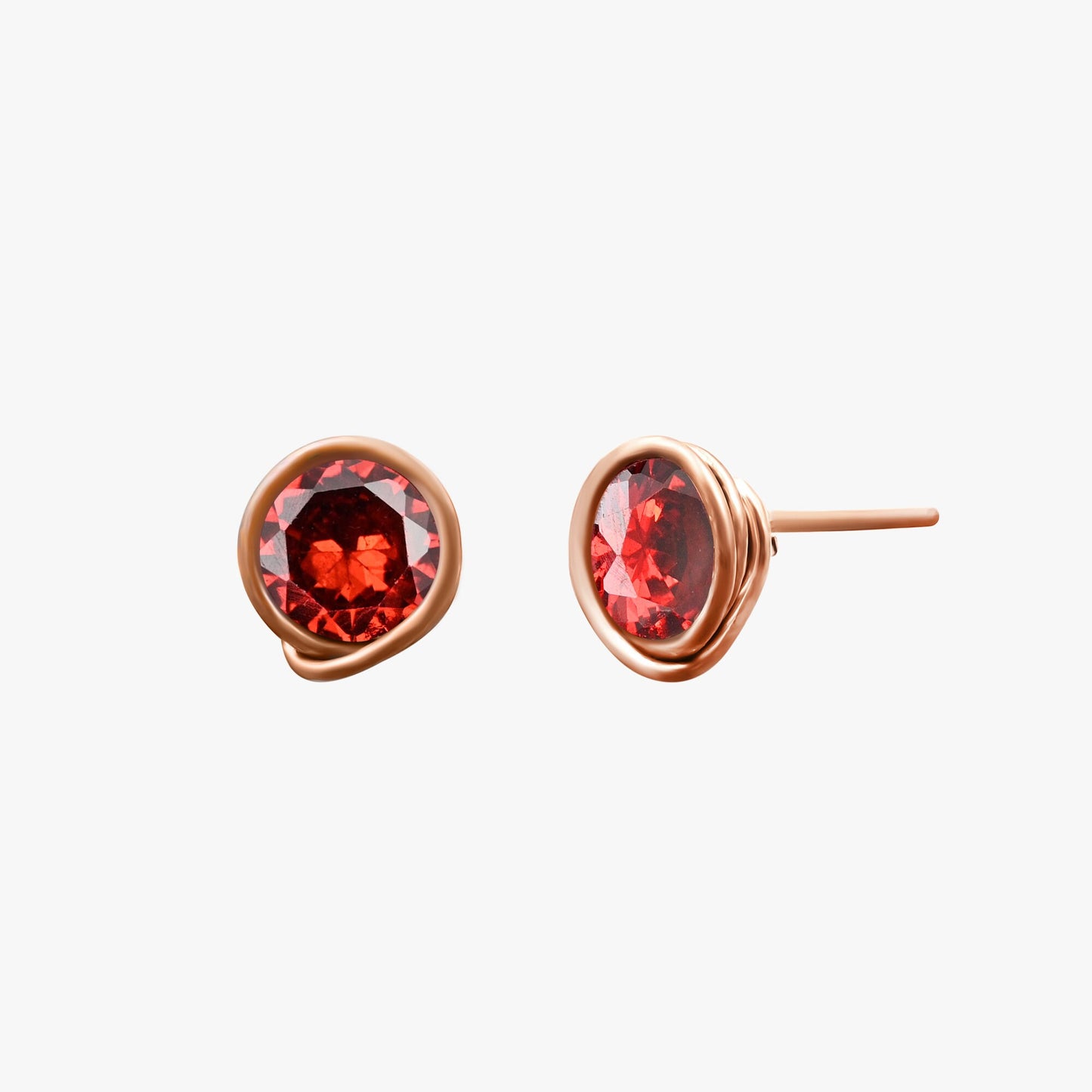Red Garnet Gemstone Stud Earrings