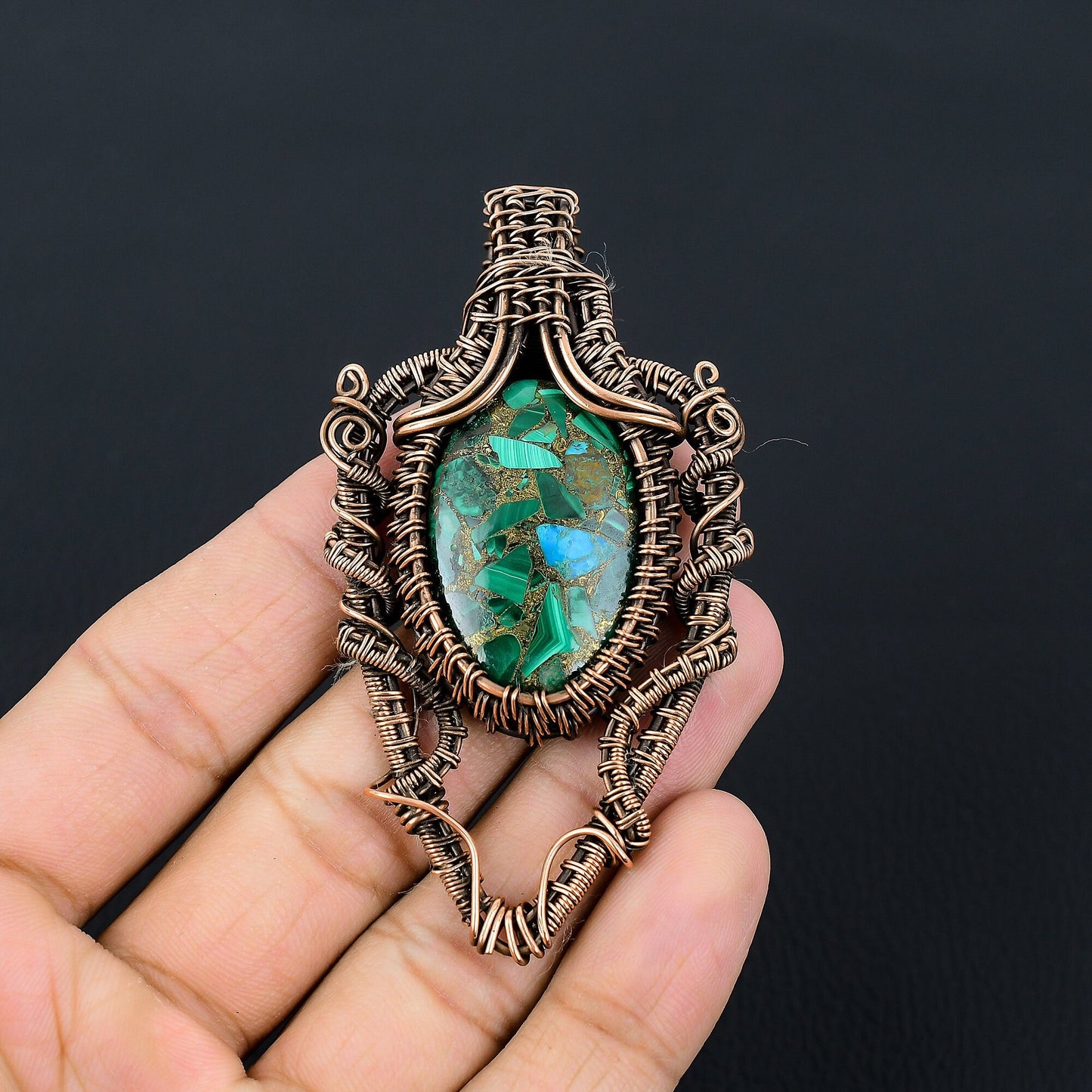 Green Malachite Gemstone Pendant