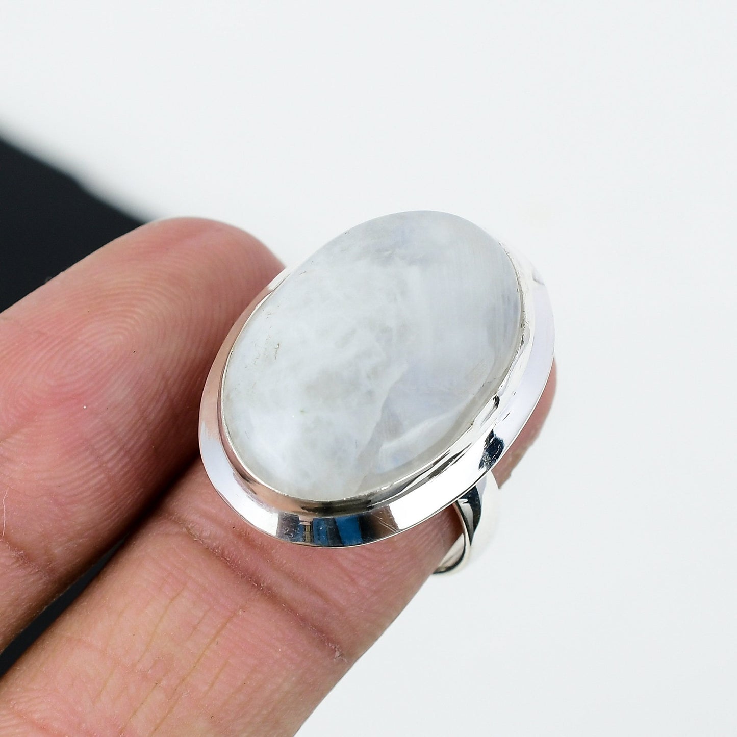 Rainbow Moonstone Sterling Silver Ring