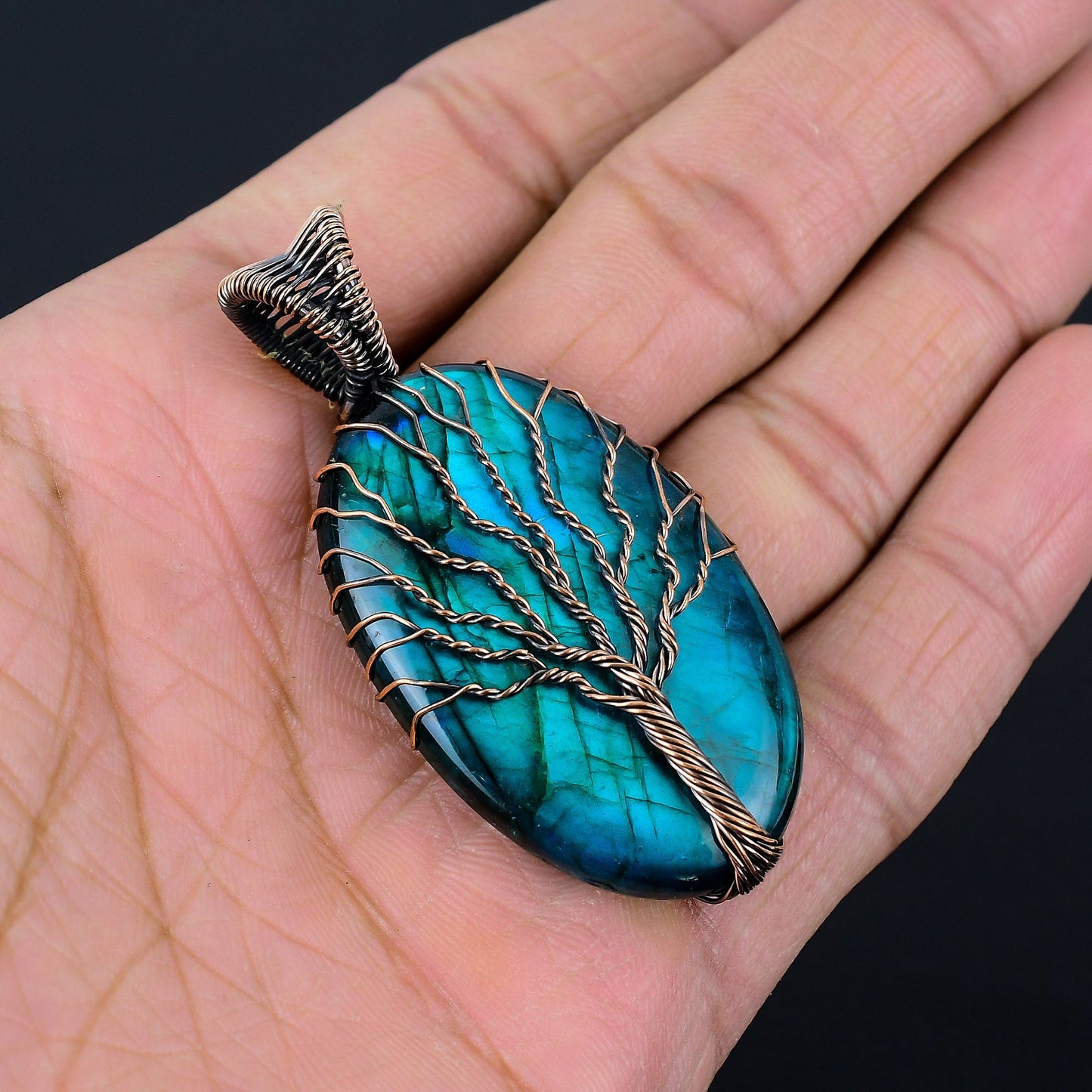 Neon Blue Labradorite Gemstone Pendant