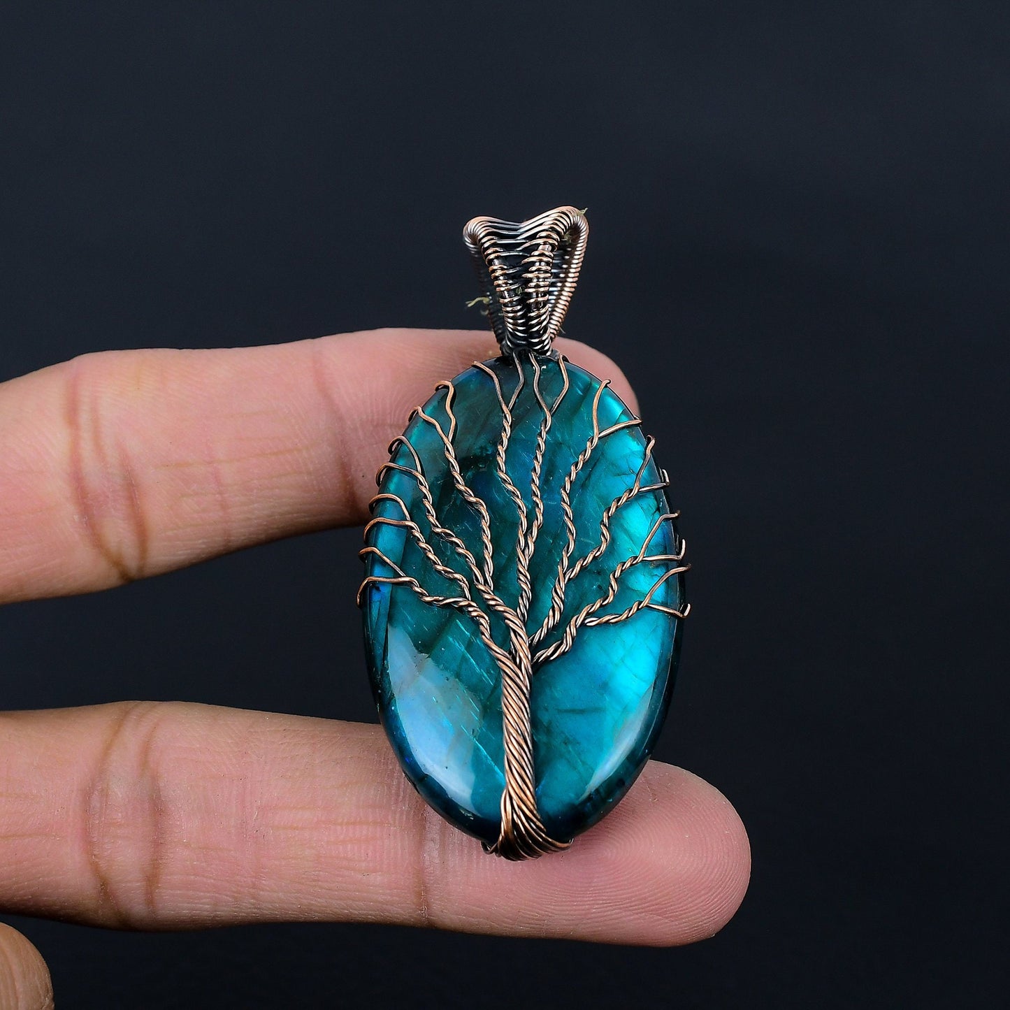 Neon Blue Labradorite Gemstone Pendant