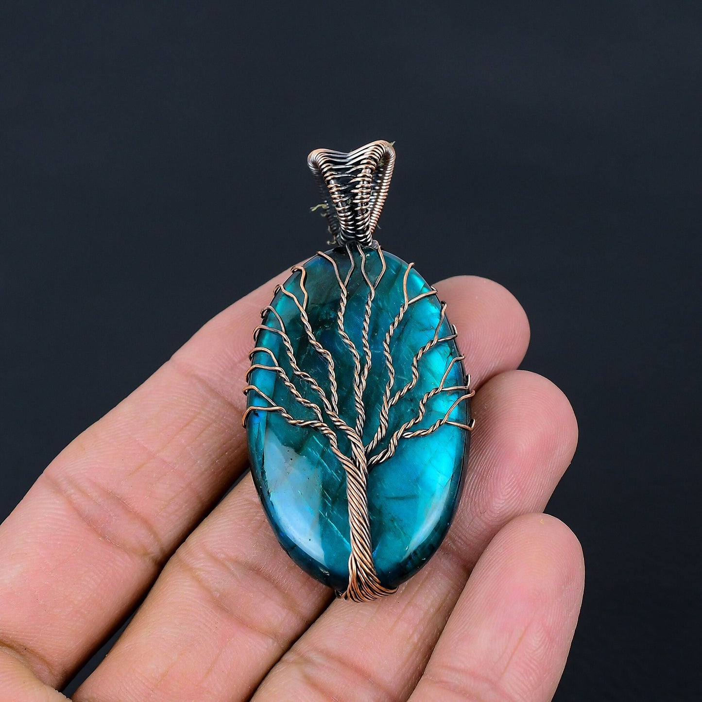 Neon Blue Labradorite Gemstone Pendant