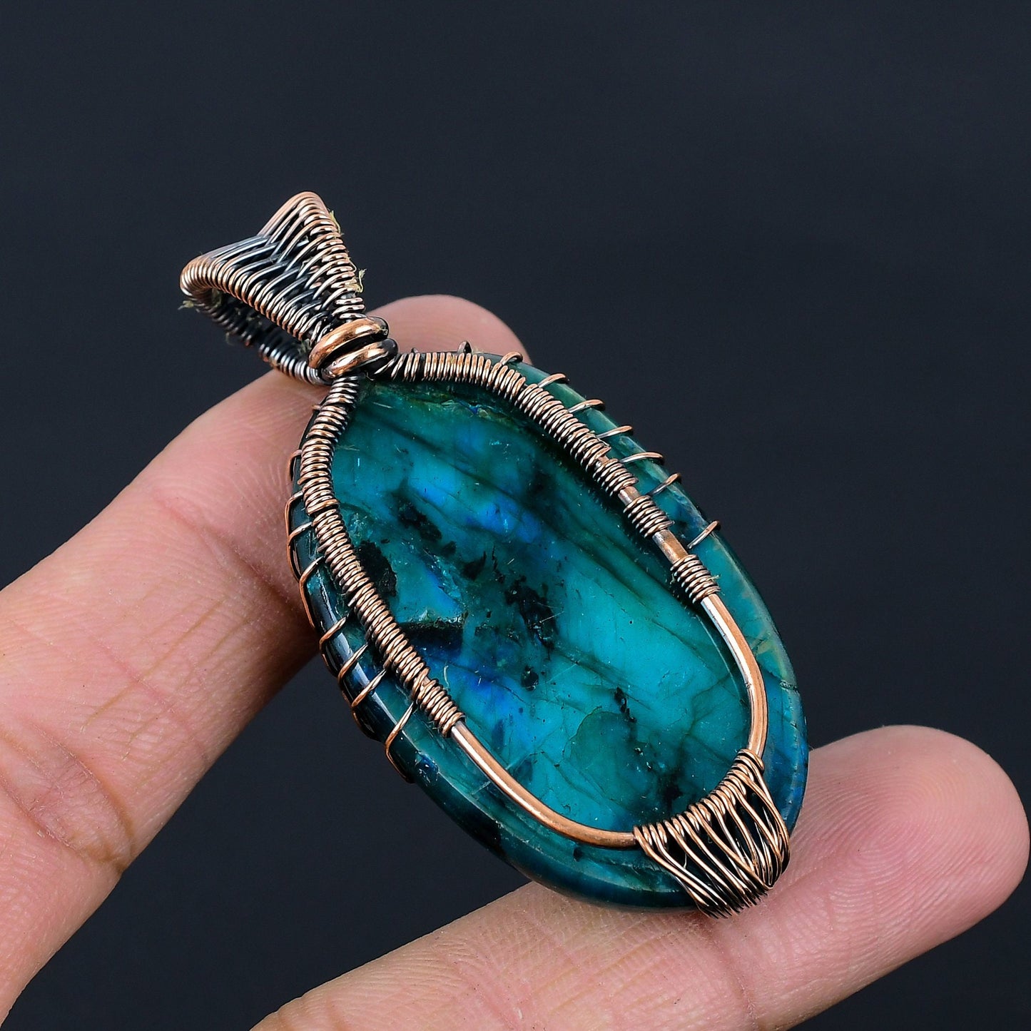 Neon Blue Labradorite Gemstone Pendant