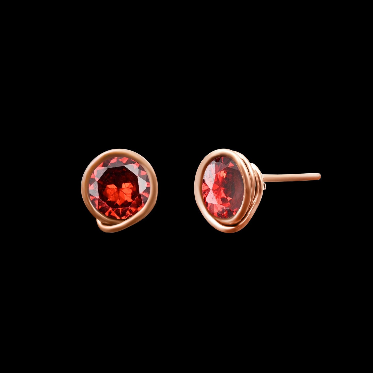Red Garnet Gemstone Stud Earrings