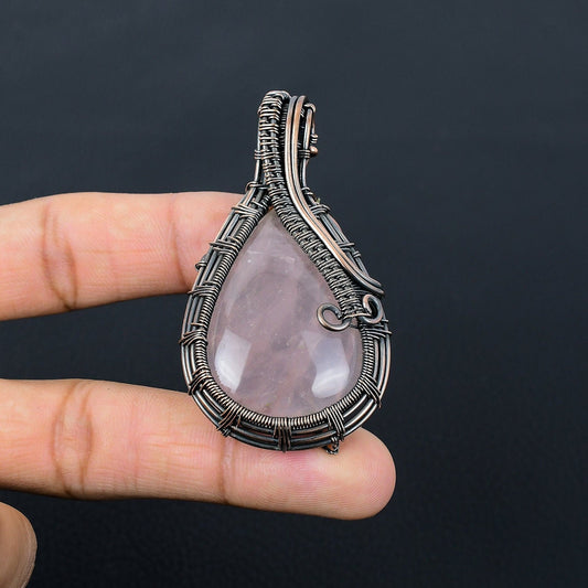 Pink Rose Quartz Gemstone Pendant