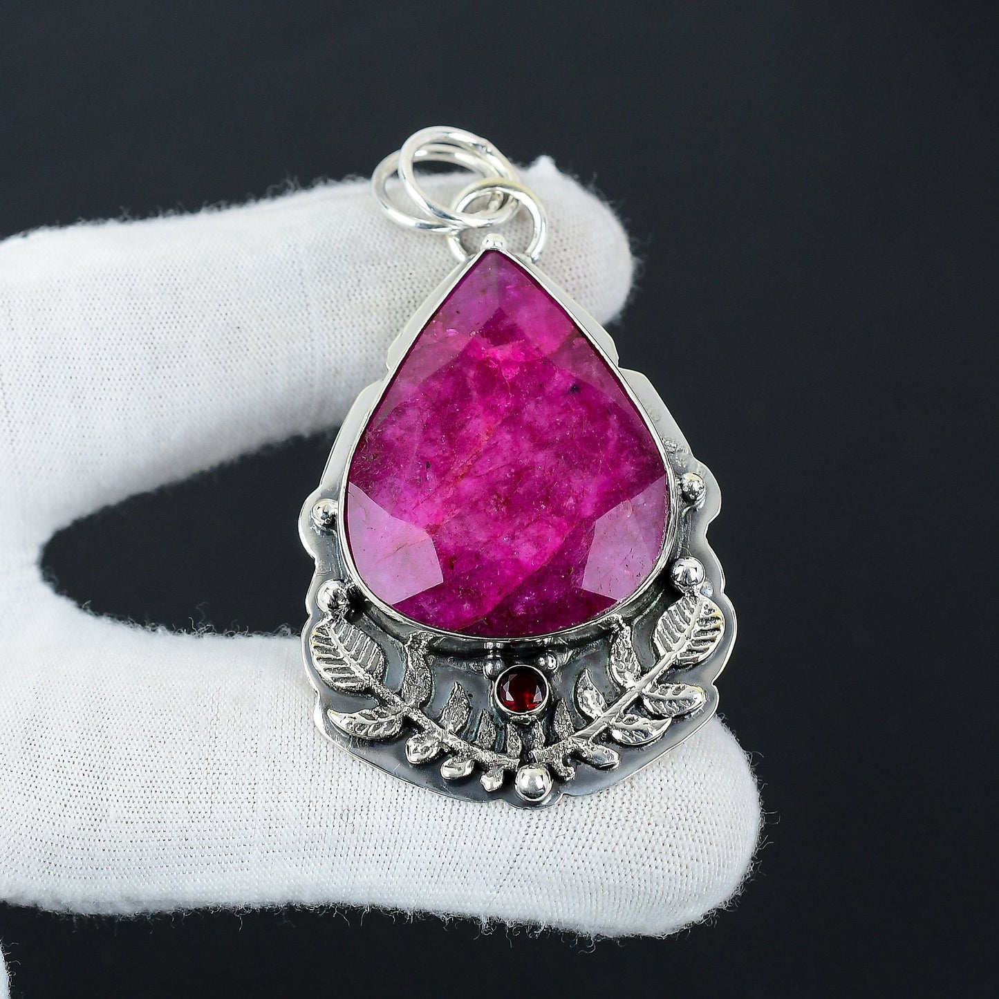 Red Kashmiri Ruby Gemstone Pendant
