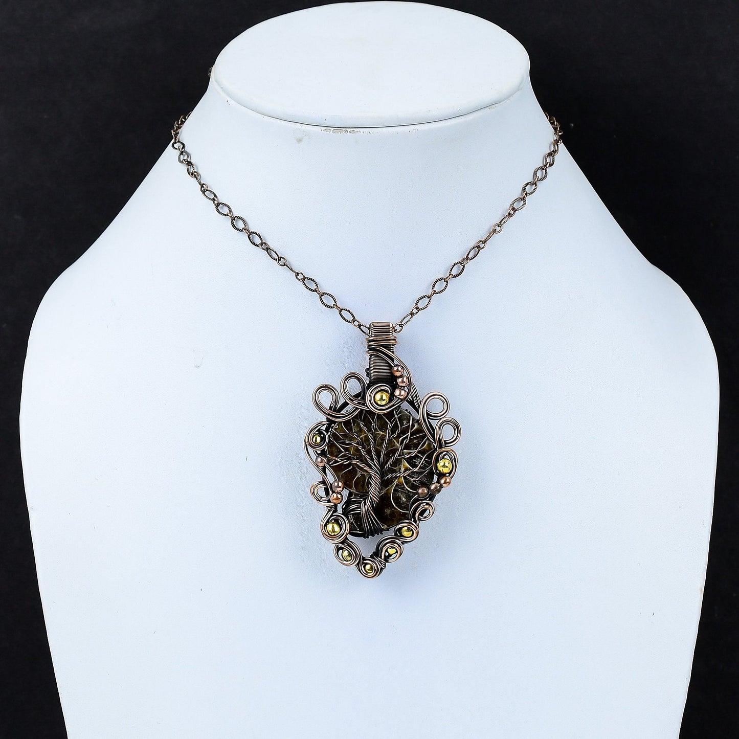 Copper Ammonite Fossil Gemstone Pendant