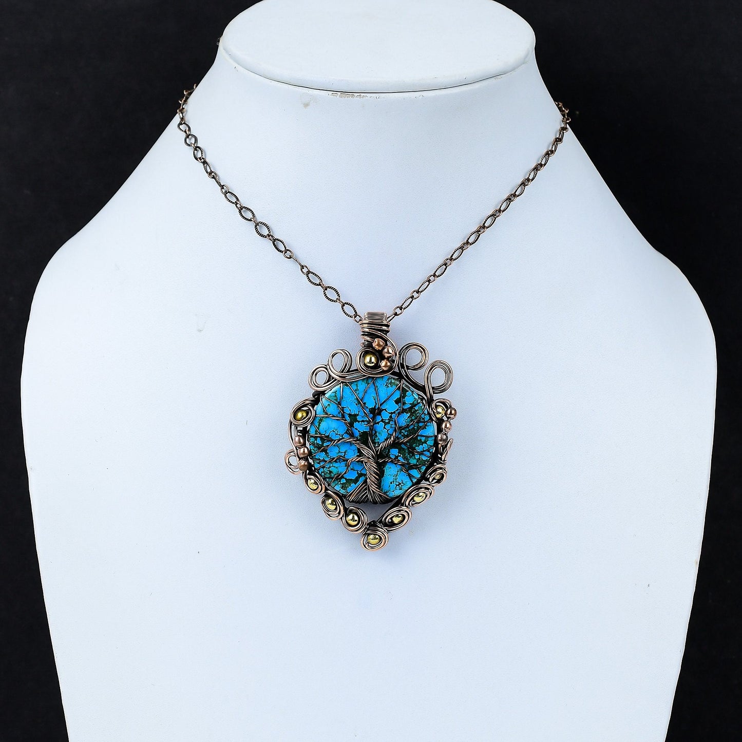 Turquoise Gemstone Tree of Life Pendant