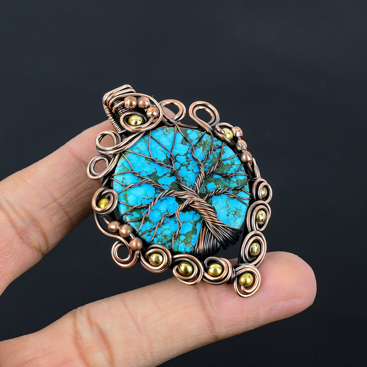 Turquoise Gemstone Tree of Life Pendant