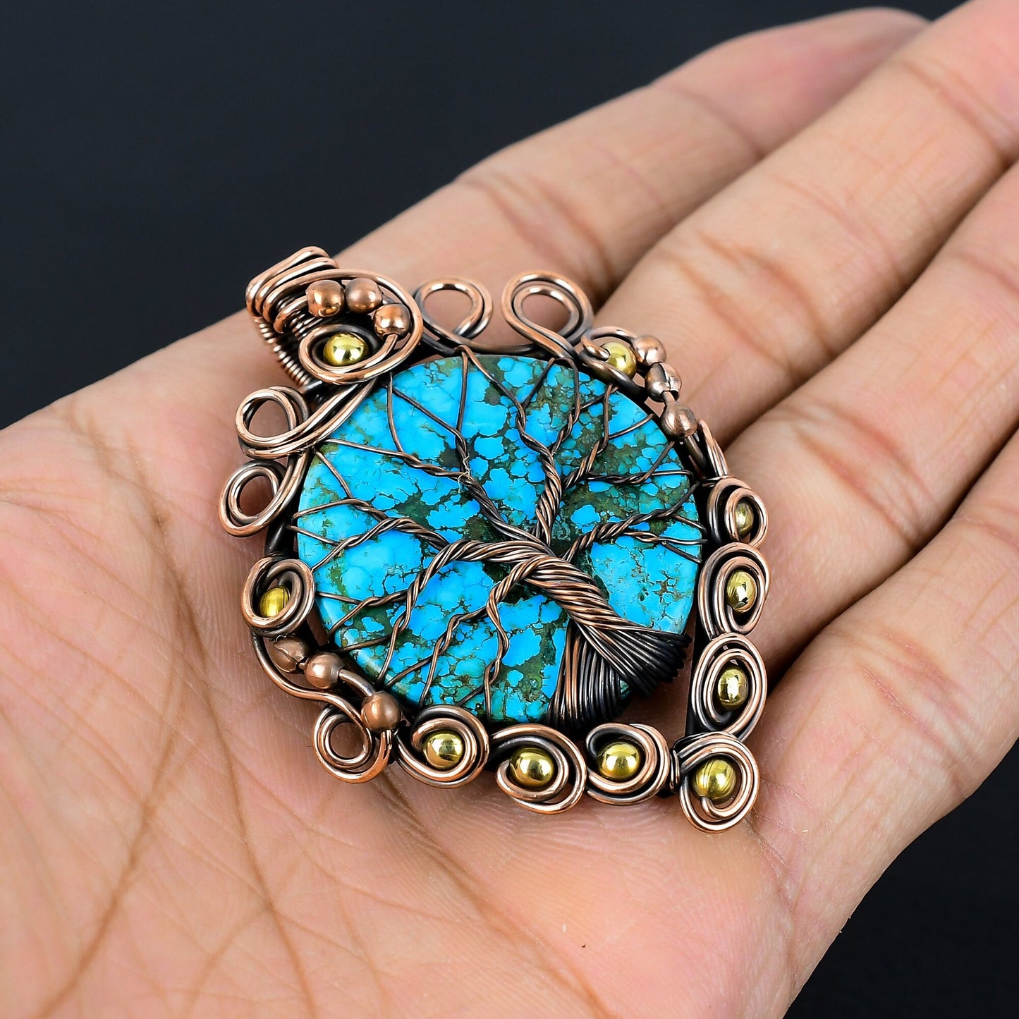 Turquoise Gemstone Tree of Life Pendant