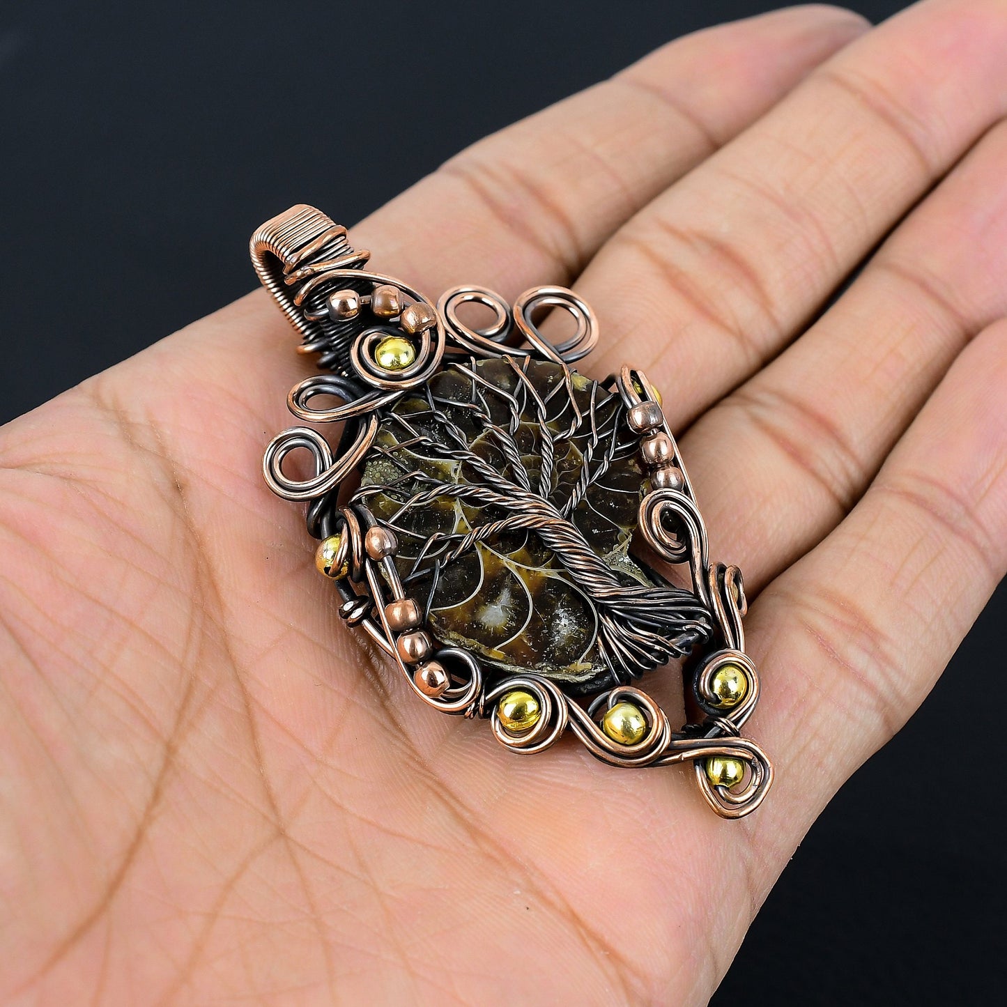 Brown Ammonite Gemstone Pendant