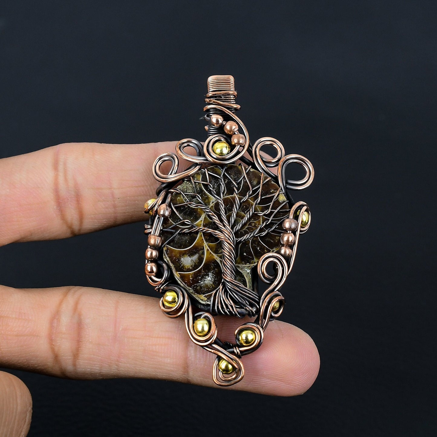 Brown Ammonite Gemstone Pendant