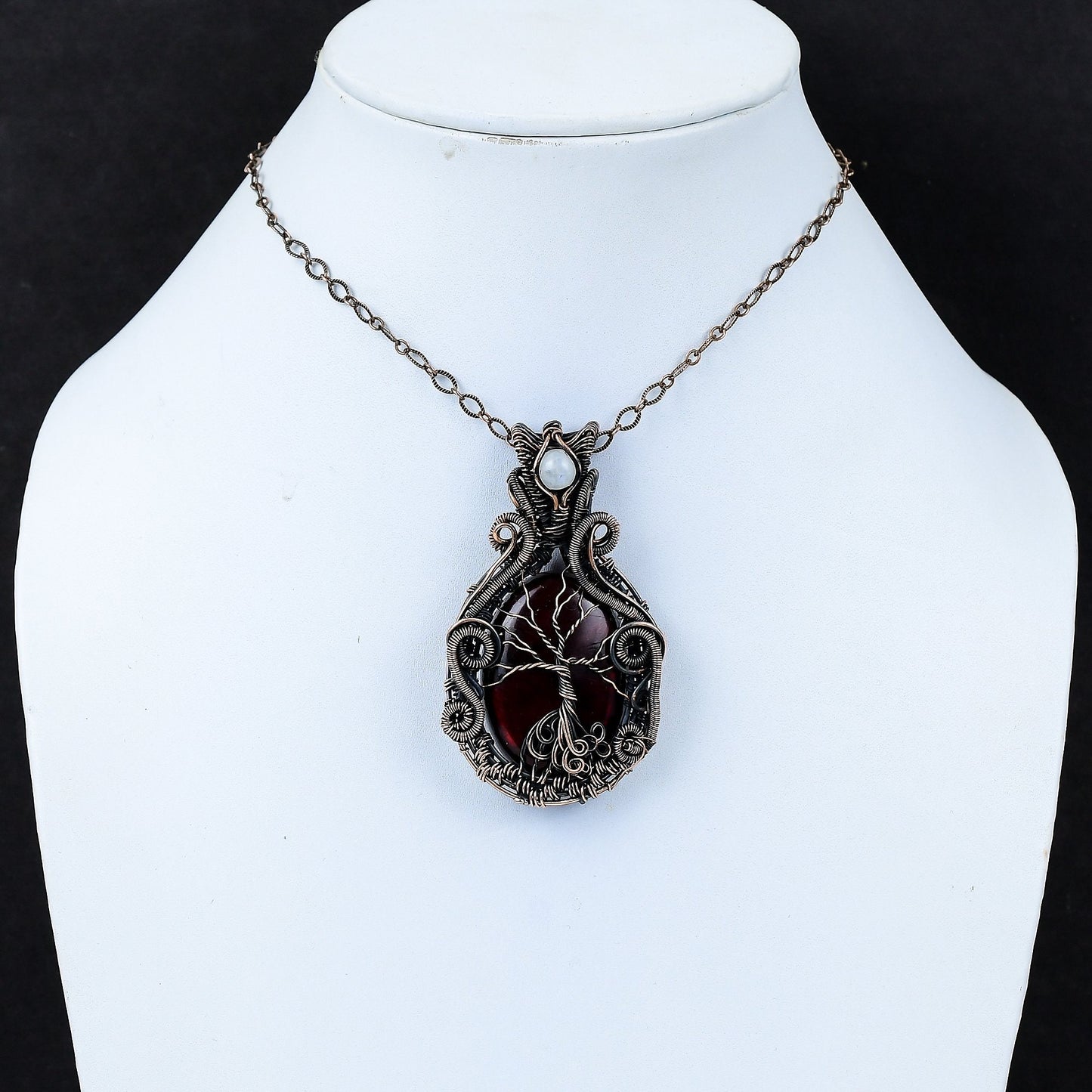 Red Labradorite Tree of Life Gemstone Pendant