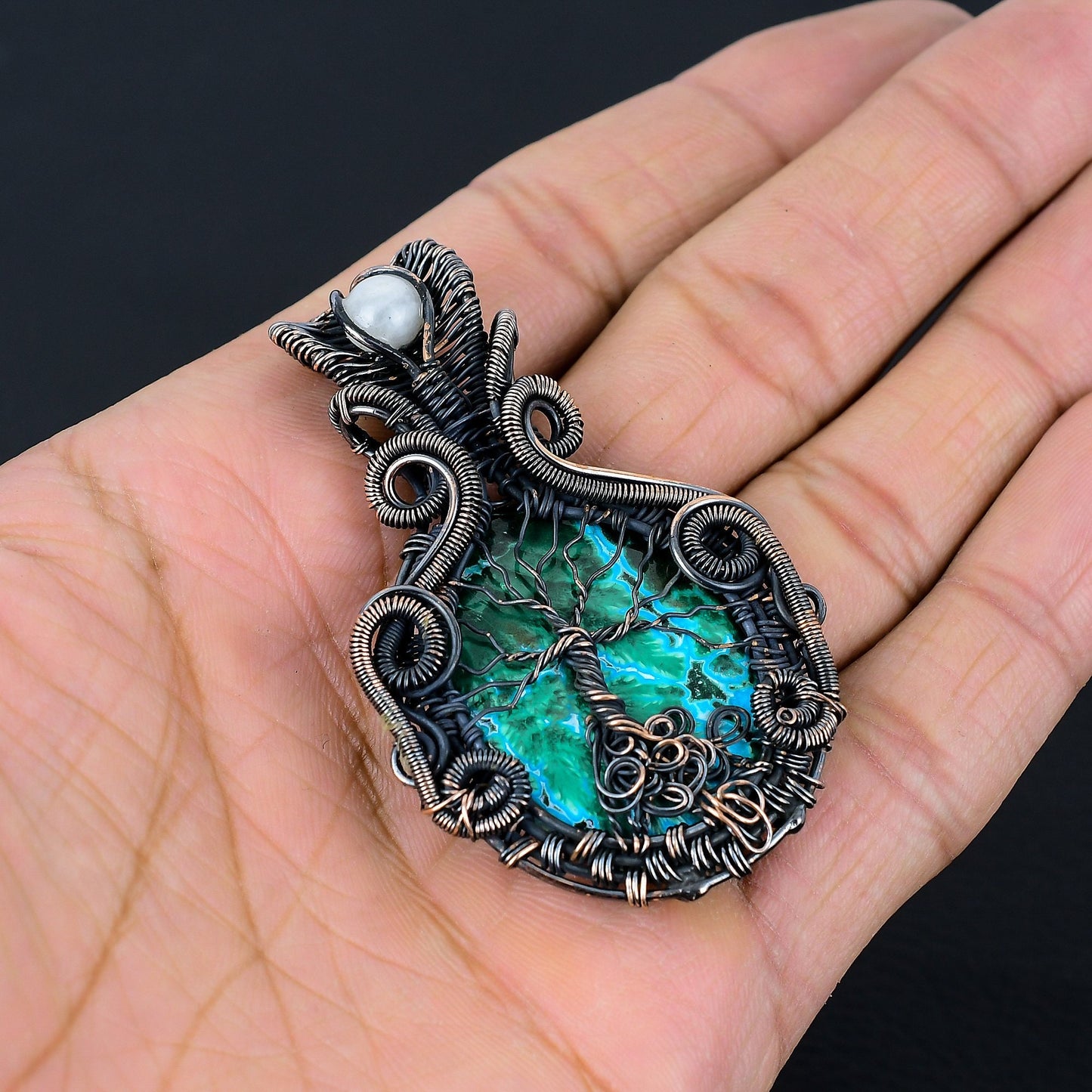Blue Green Azurite Malachite Gemstone Pendant