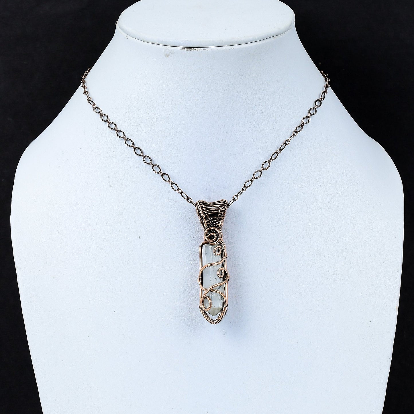 White Selenite Gemstone Copper Pendant