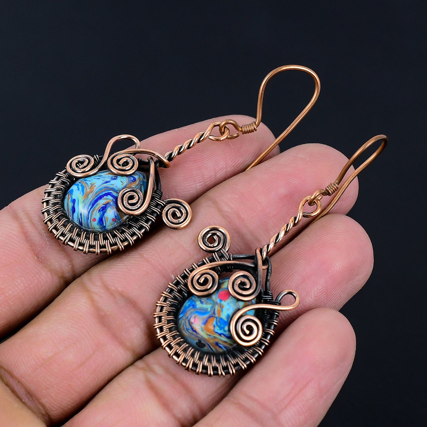 Rainbow Calcilica Gemstone Earrings