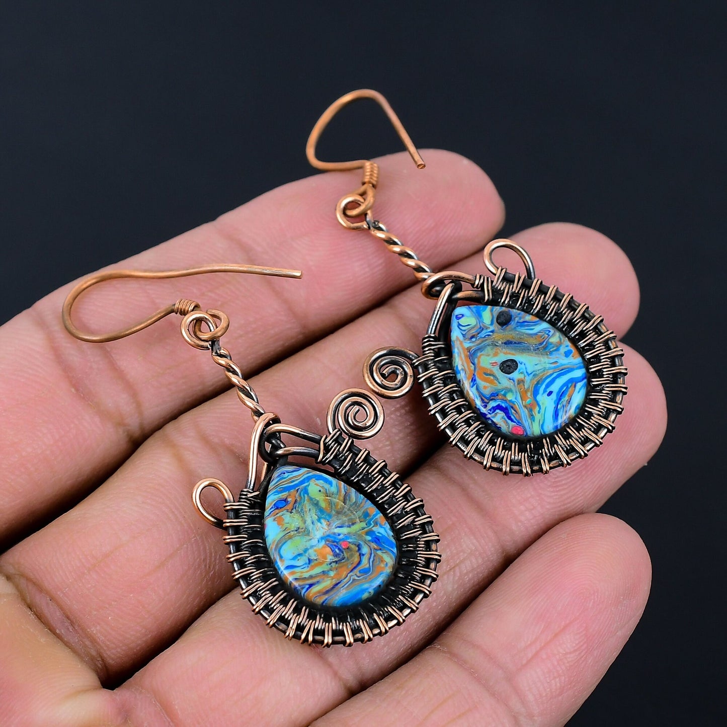 Rainbow Calcilica Gemstone Earrings