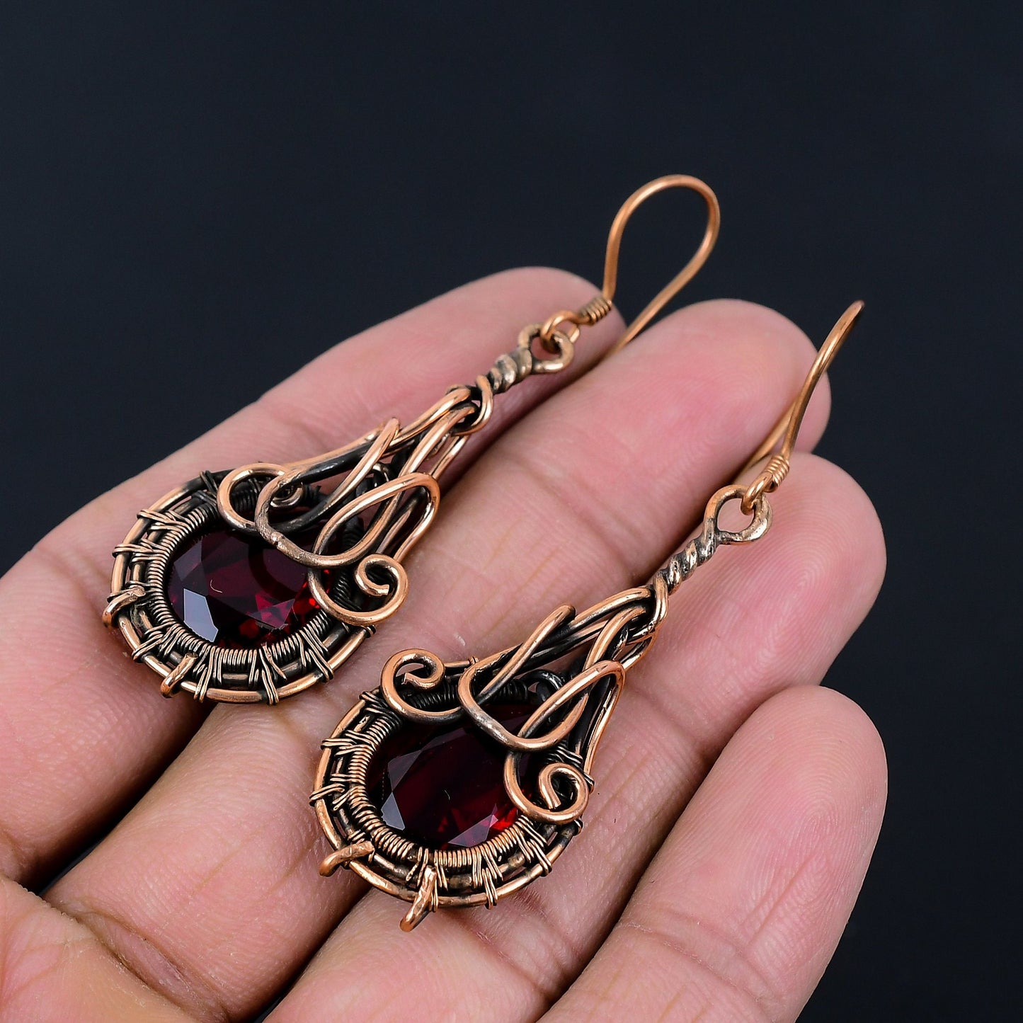 Garnet Red Gemstone Earrings