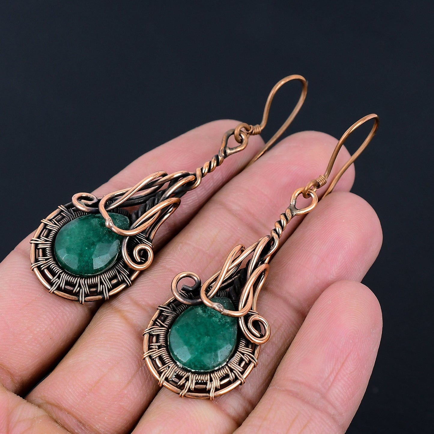 Green Emerald Gemstone Earrings