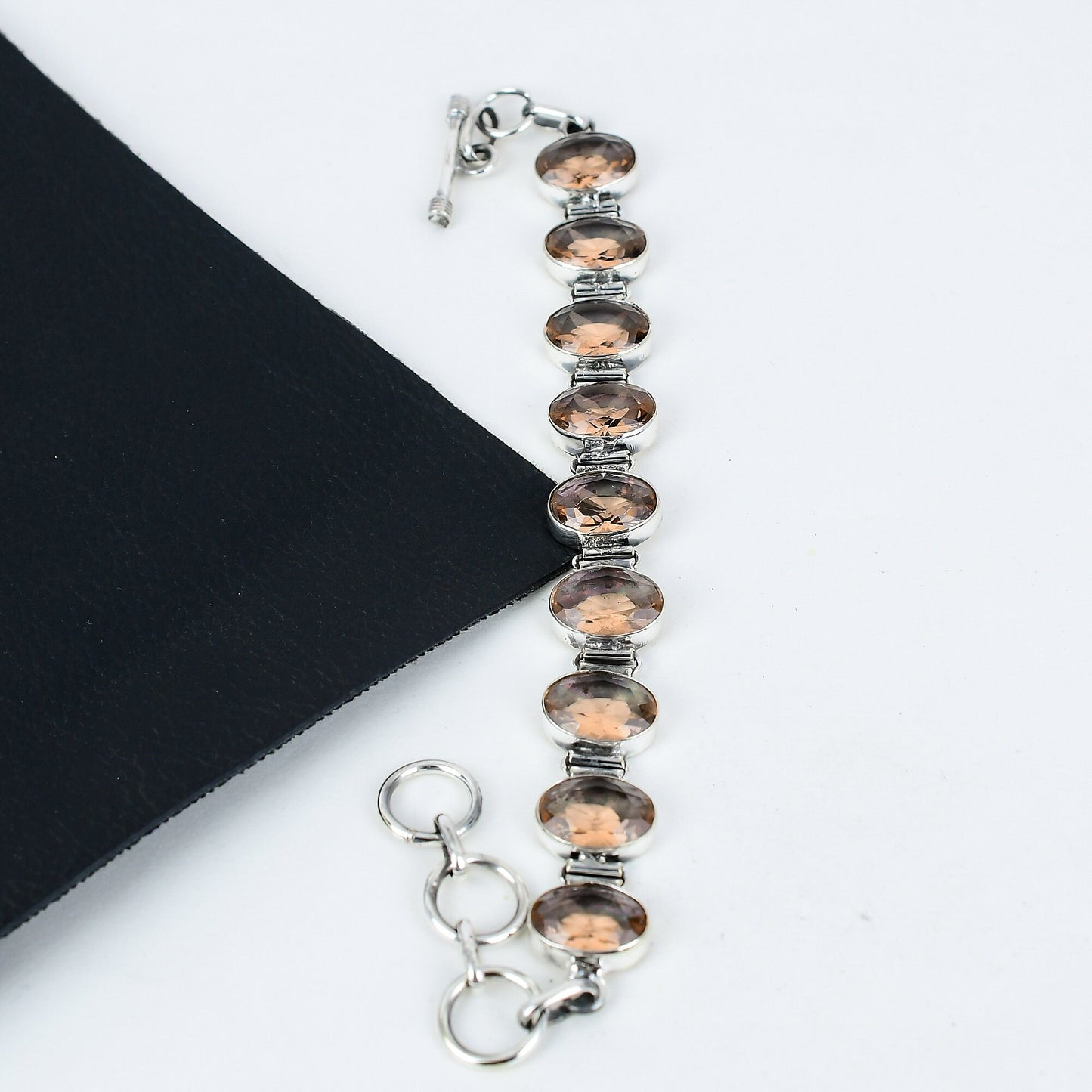 Peach Morganite Sterling Silver Bracelet