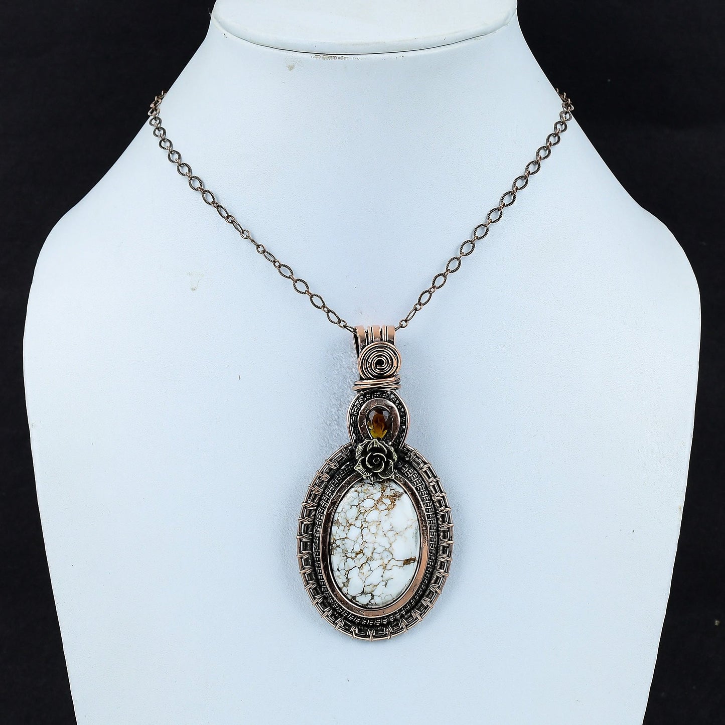 Brown & White Wild Horse Jasper Gemstone Pendant